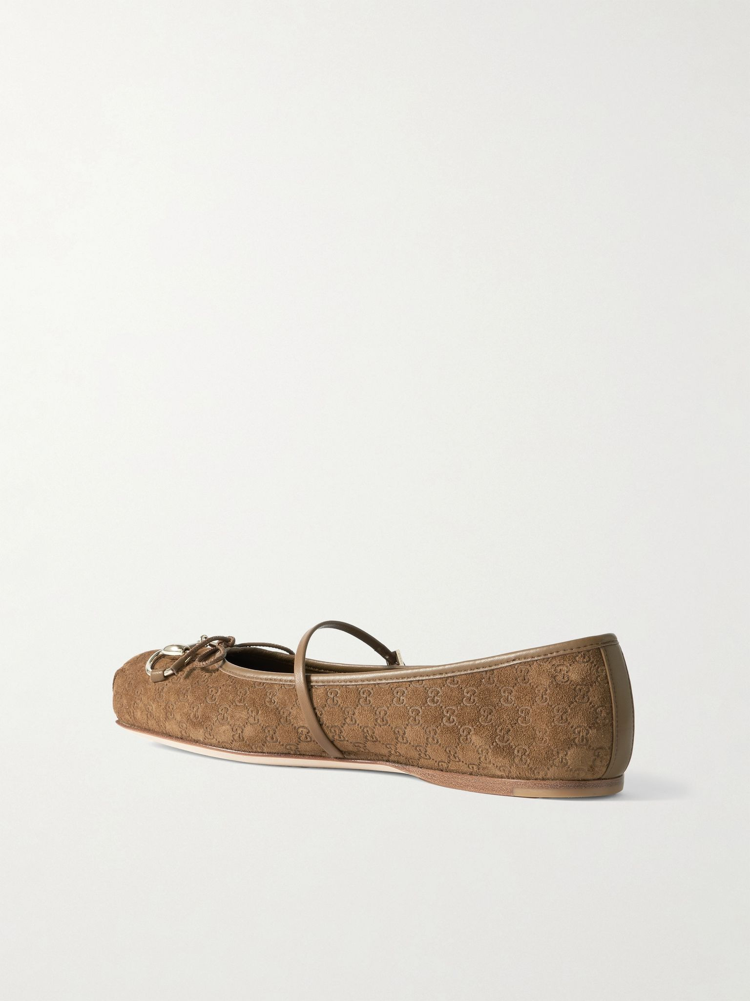 Horsebit-detailed suede ballet flats Brown - 3