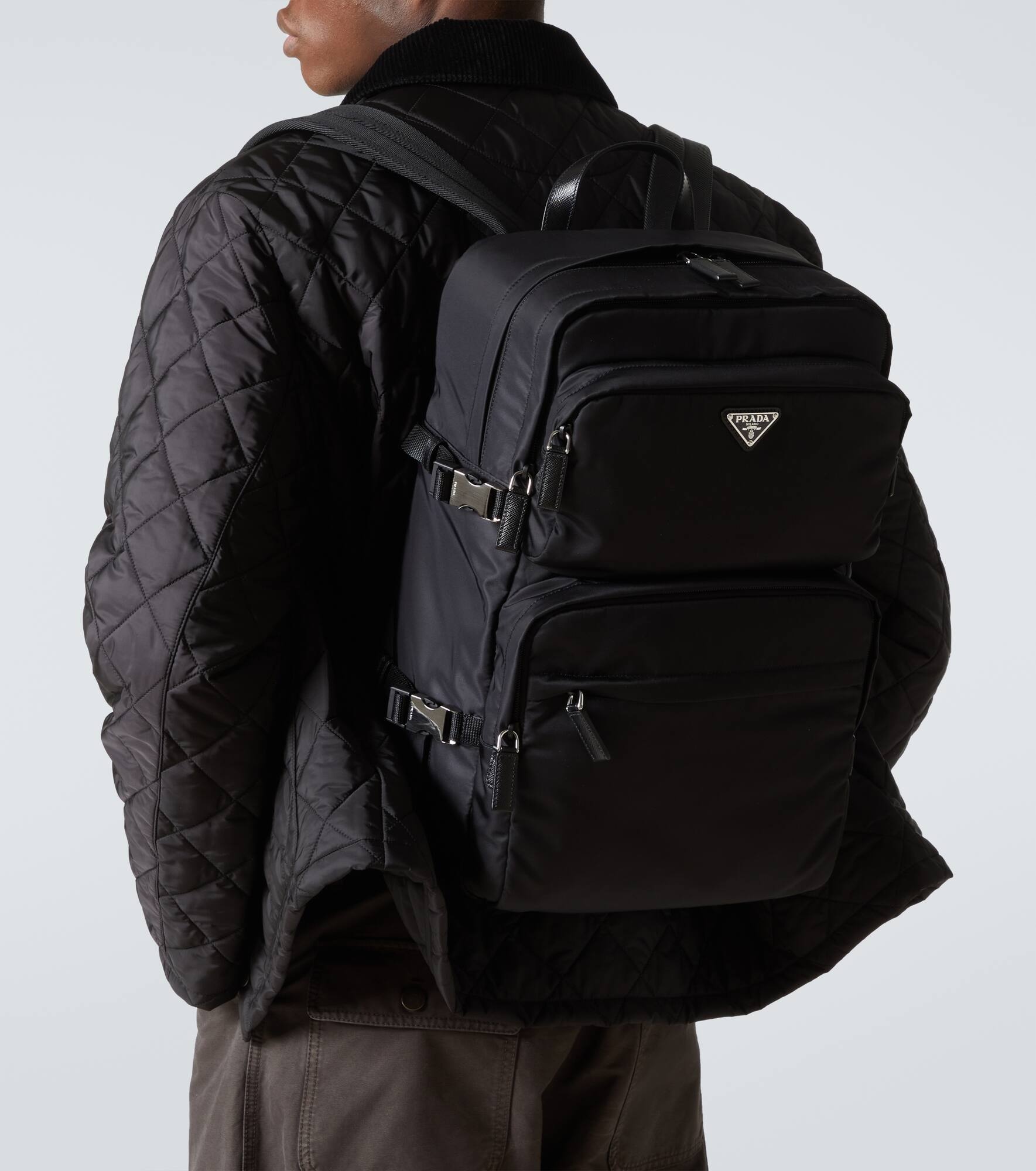Re-Nylon leather-trimmed backpack - 3