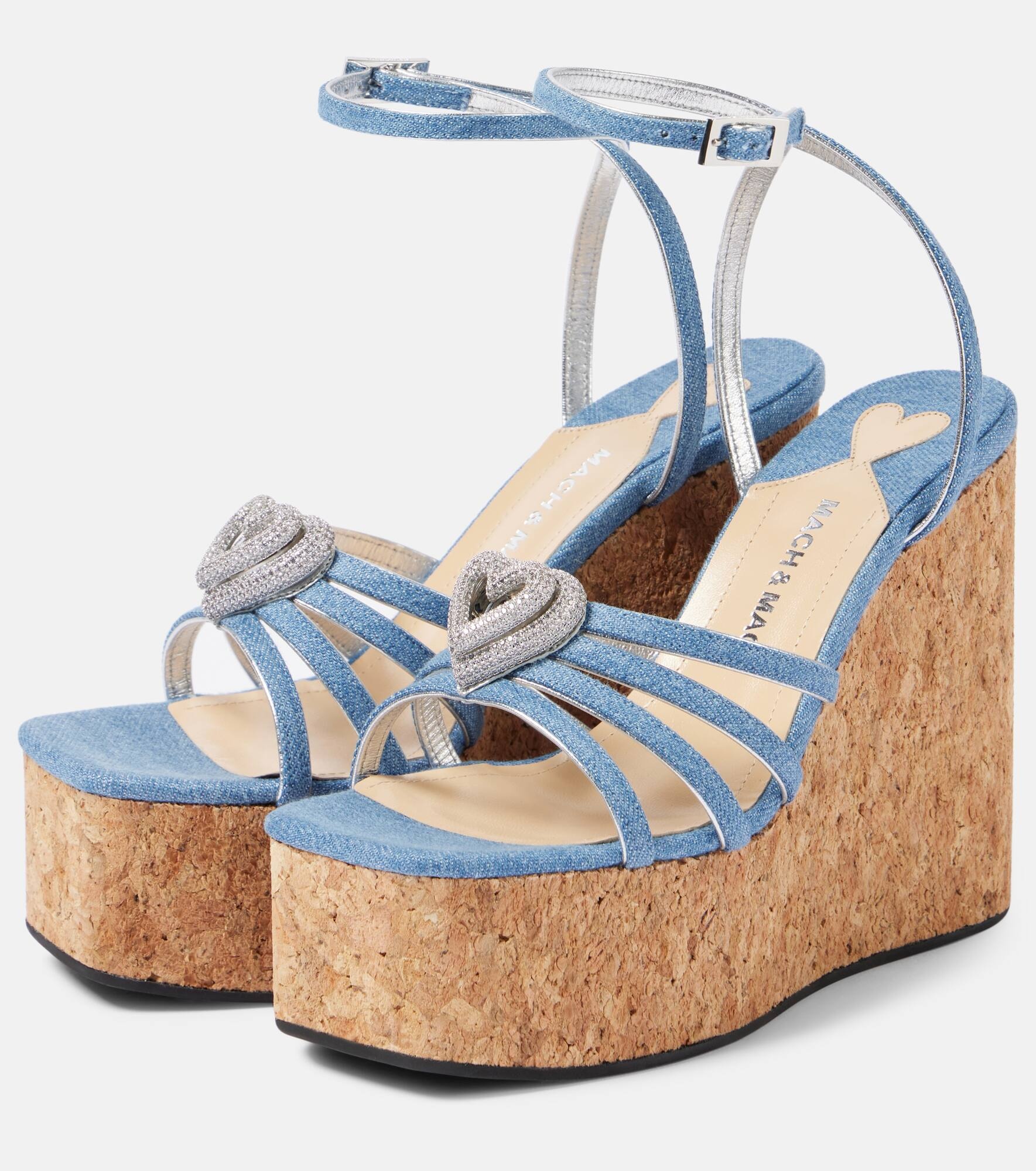 Double Heart denim wedges - 4