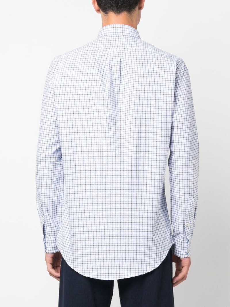 grid-pattern logo-embroidered cotton shirt 4