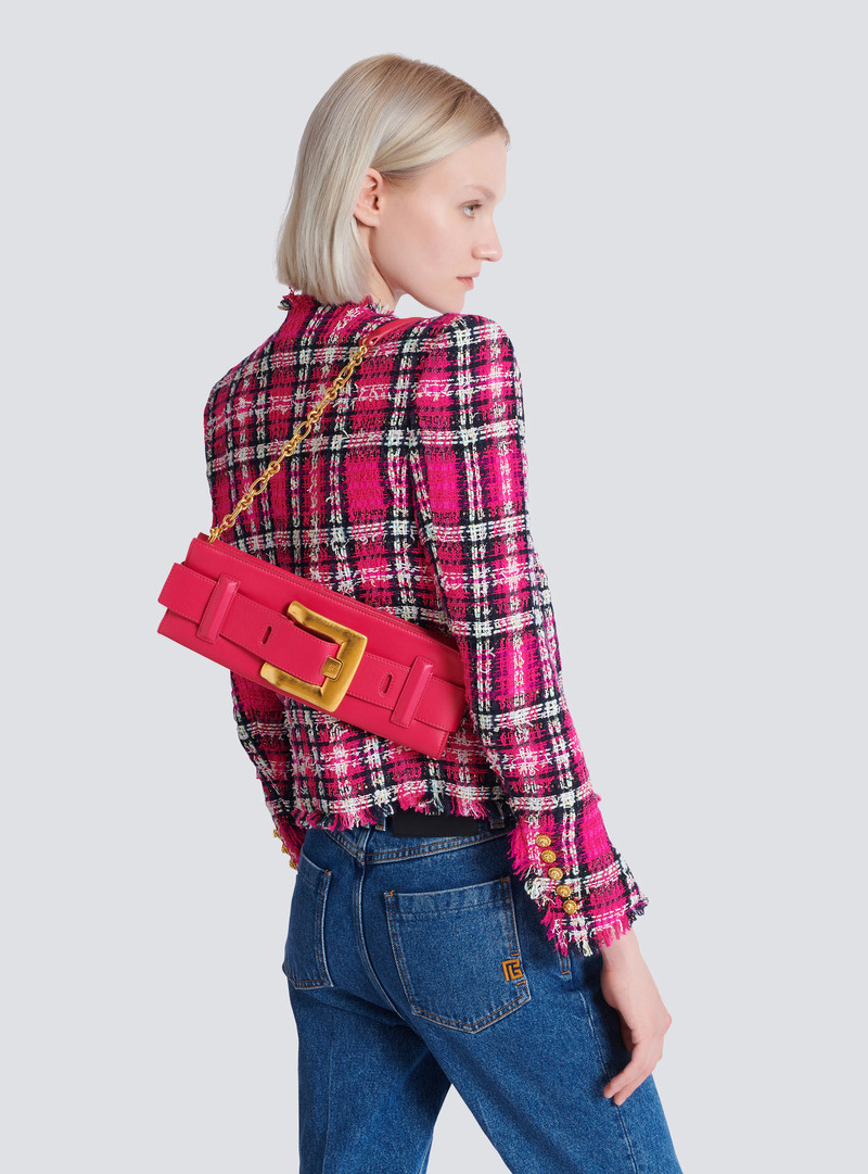 Balmain Anthem calfskin leather clutch outlook