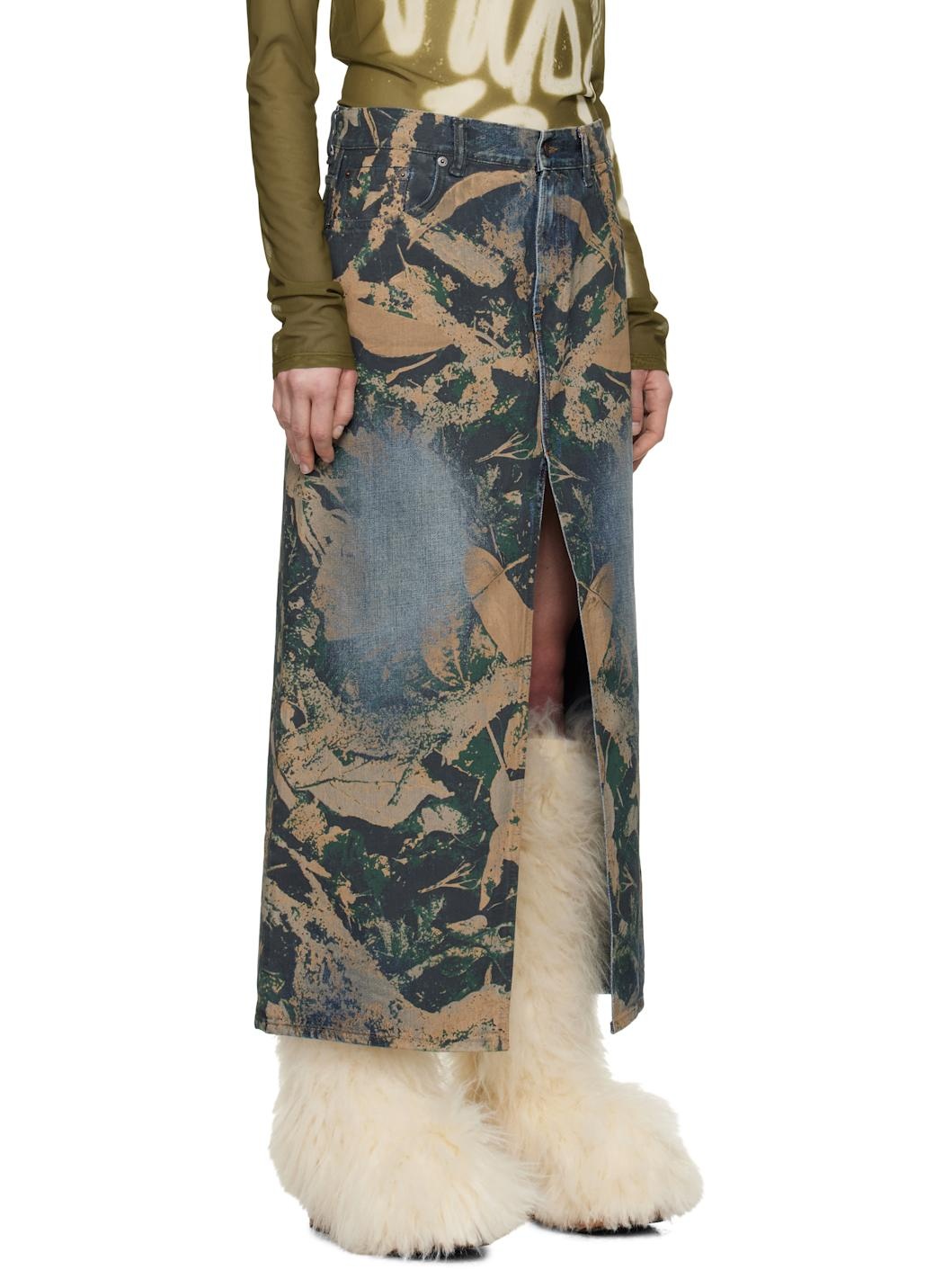 Blue Graphic Denim Maxi Skirt - 2