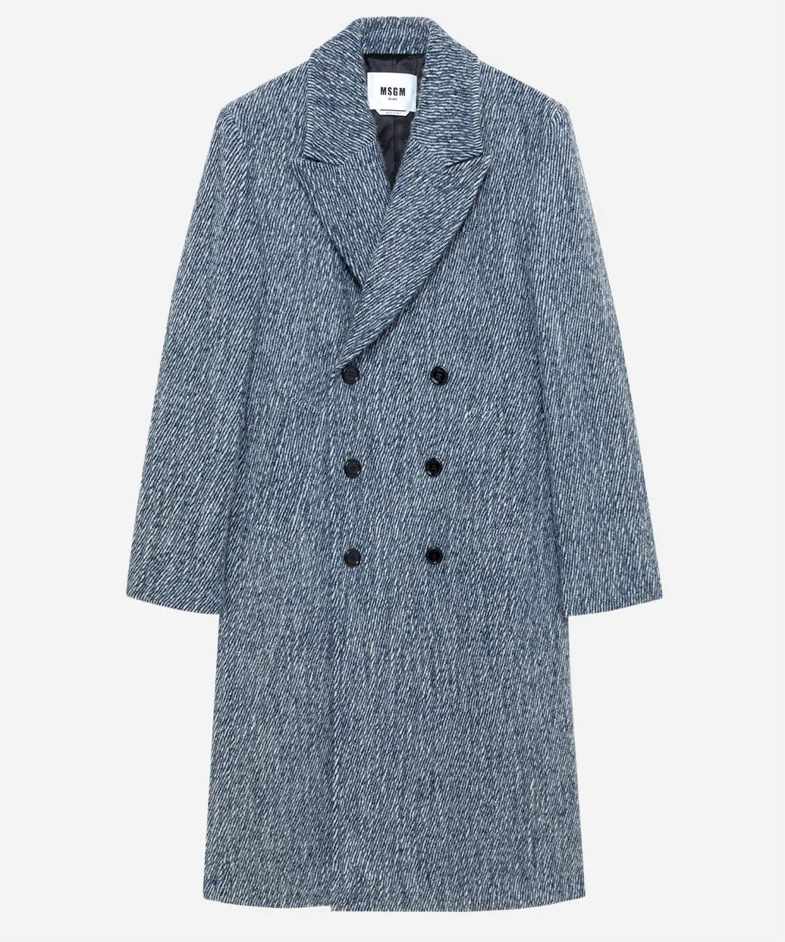 Double-breasted herringbone wool blend coat - 1