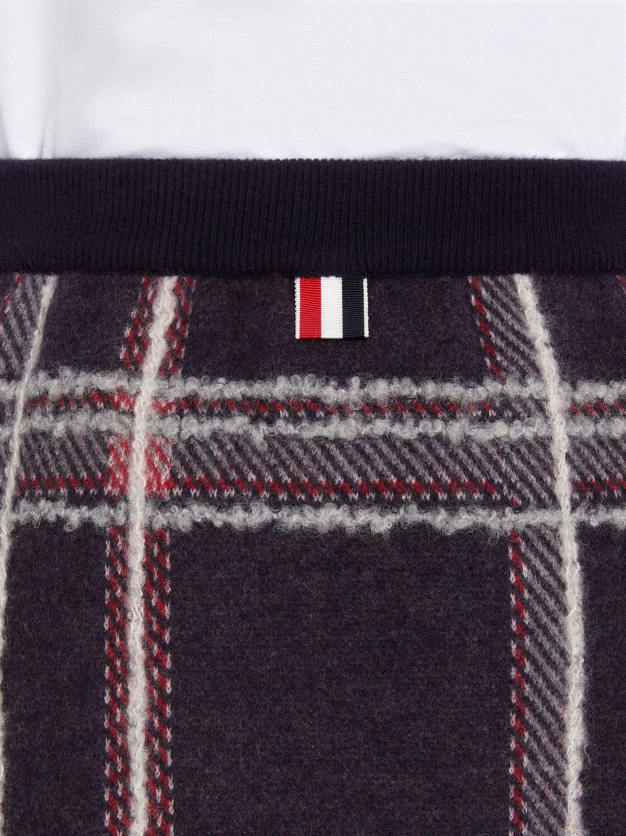 Multicolor Hairline Madras Check Jacquard Boiled Wool Box Pleat Inlay Miniskirt - 6