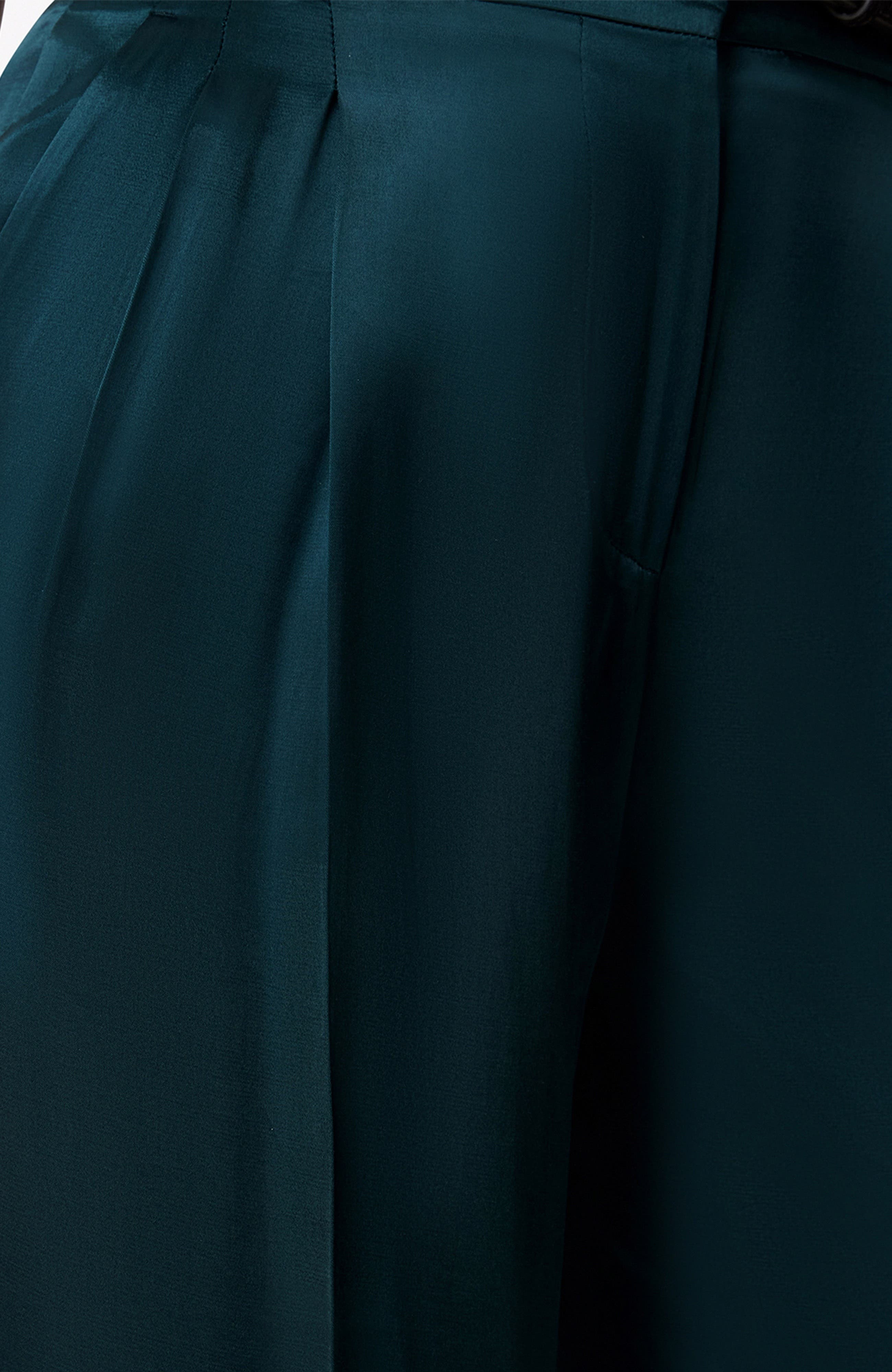 Another Tomorrow Satin Pleated Trouser in Juniper at Nordstrom - 4
