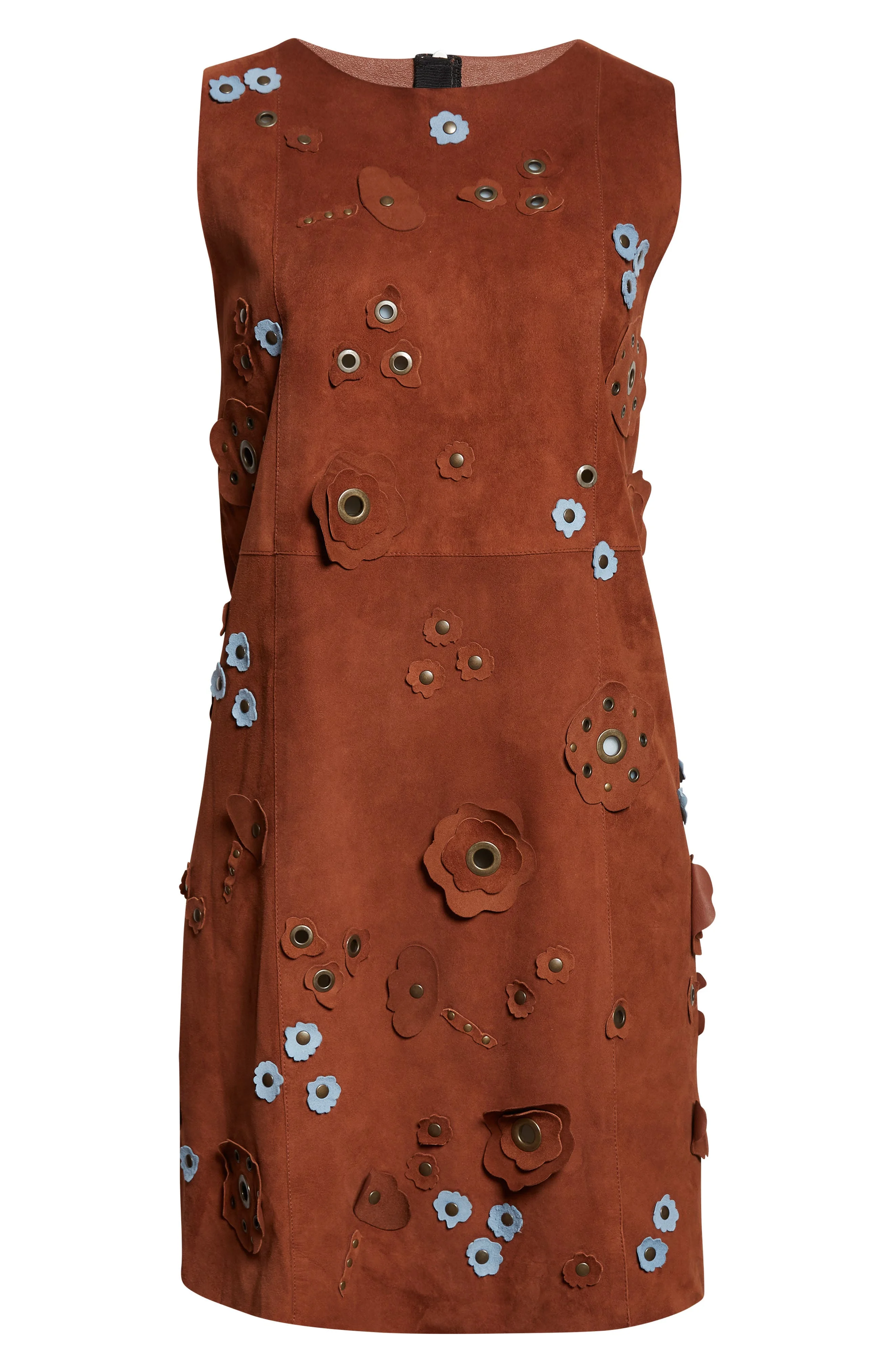 Marni Floral Appliqué Suede Shift Dress in Tobacco at Nordstrom - 1