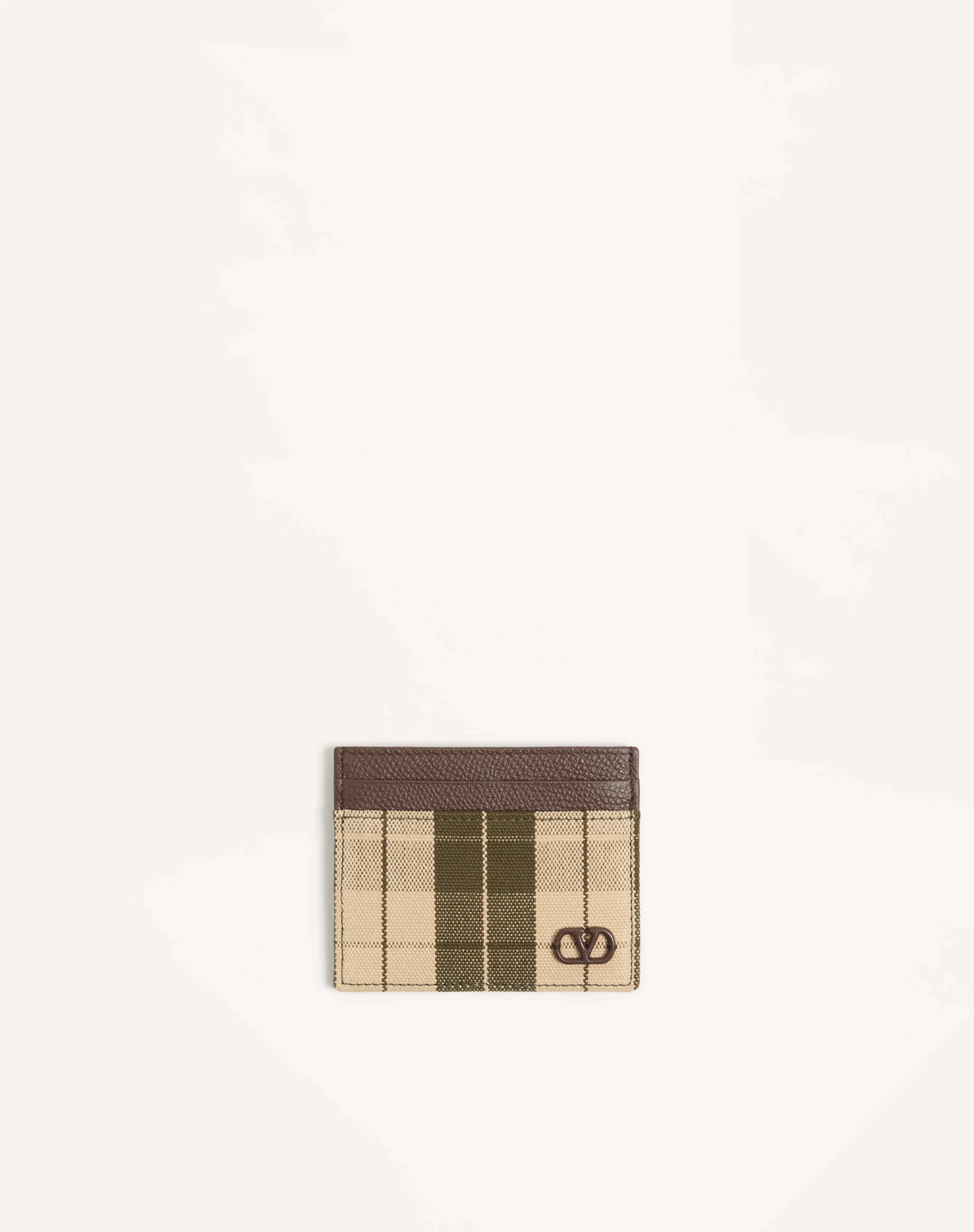 VLOGO SIGNATURE CARDHOLDER IN CHECKED FABRIC - 1