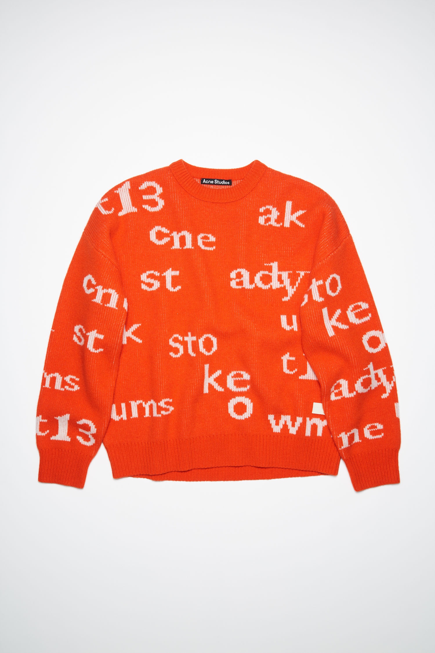 Crew neck sweater - Mandarin Orange/White - 4