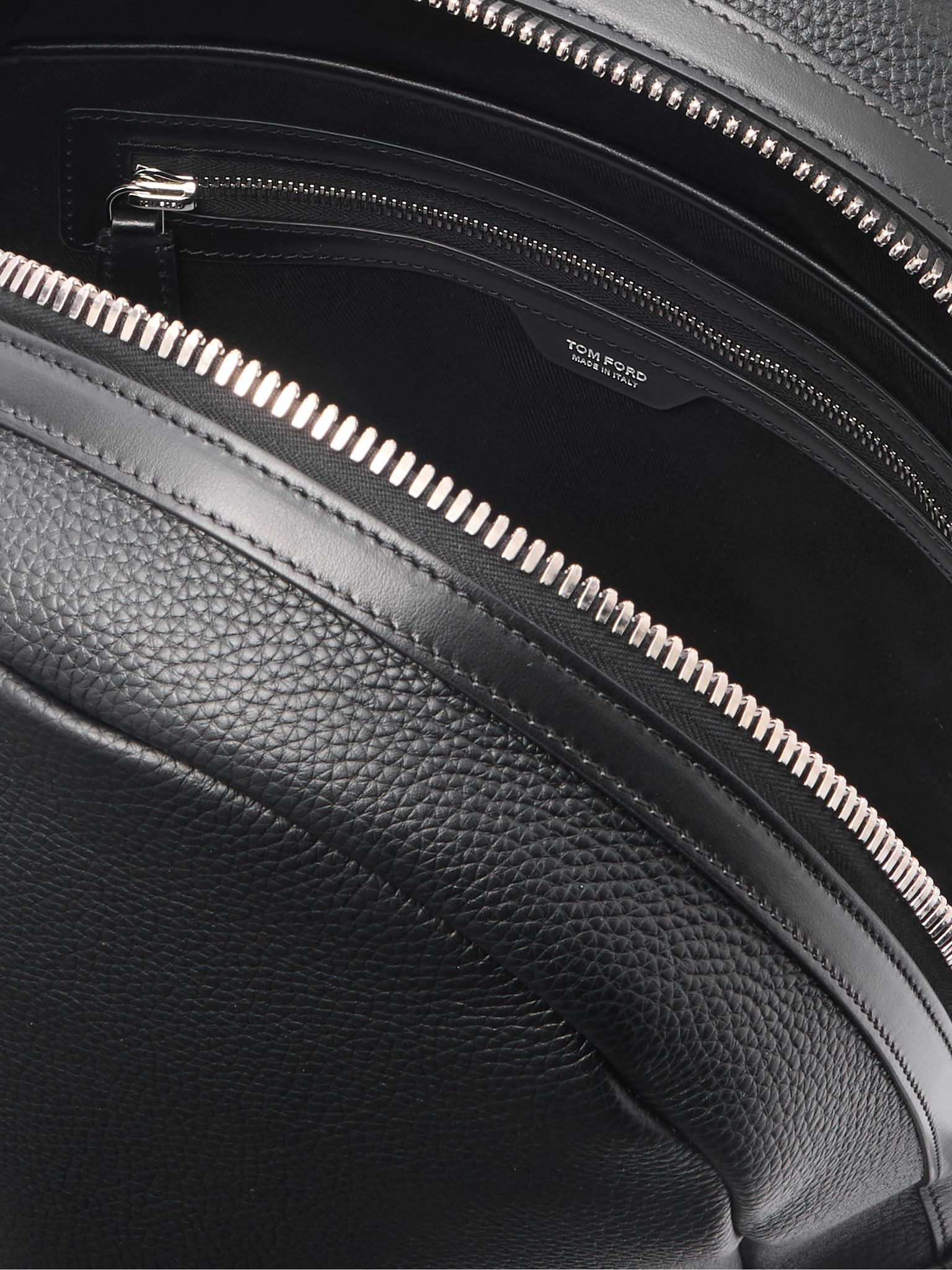 Suede-Trimmed Full-Grain Leather Backpack Black - 5