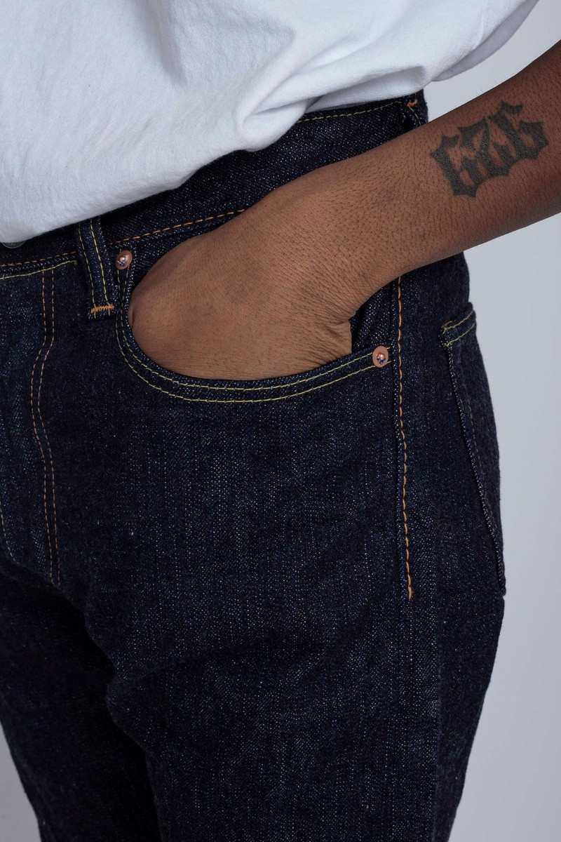Pure Blue Japan XX-019 14oz Relaxed Tapered Blue In Green Exclusive Version outlook
