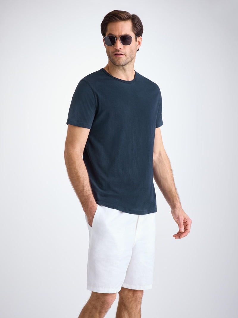 Derek Rose Men's T-Shirt Riley Pima Cotton Navy outlook