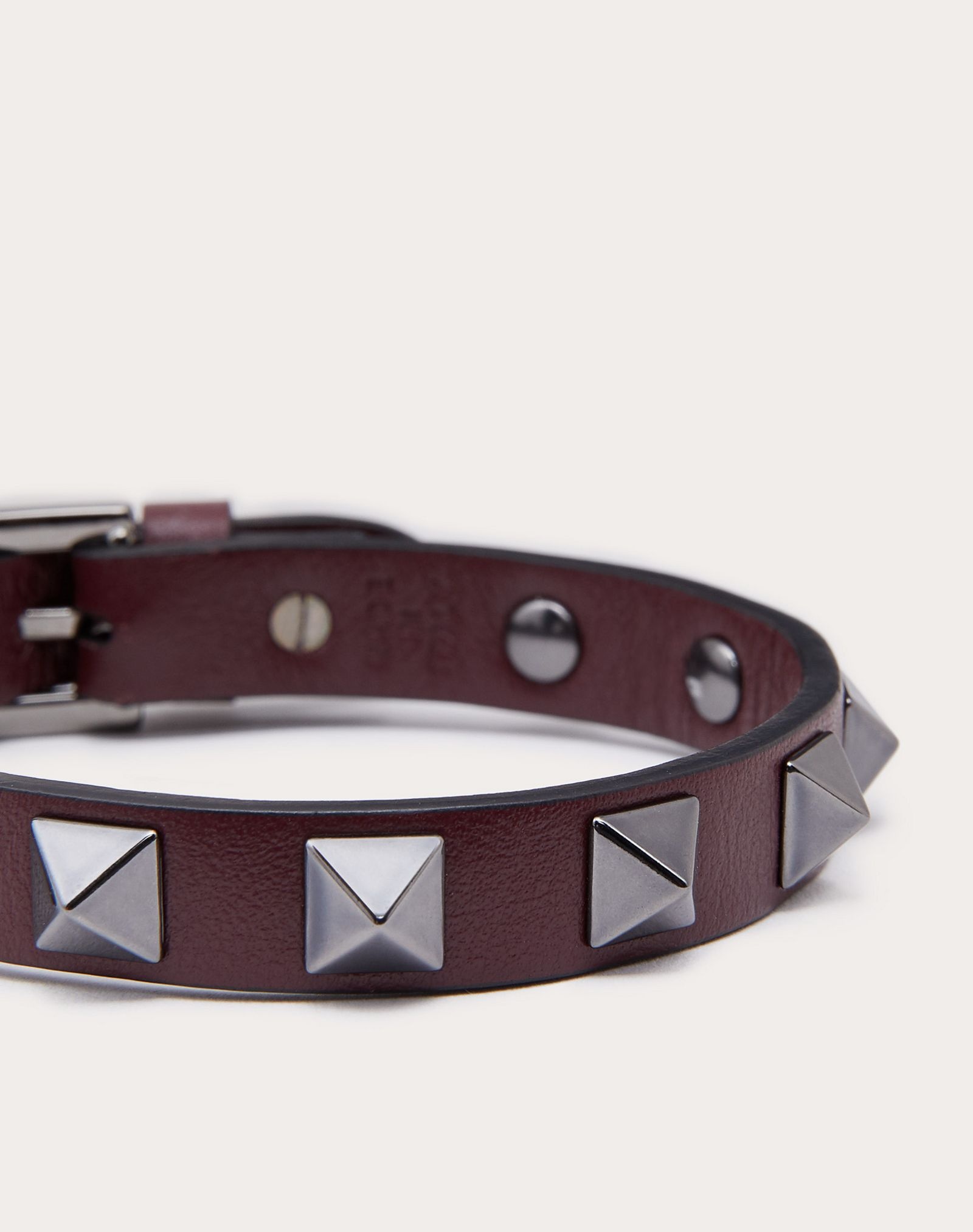 Rockstud leather bracelet with ruthenium studs - 2