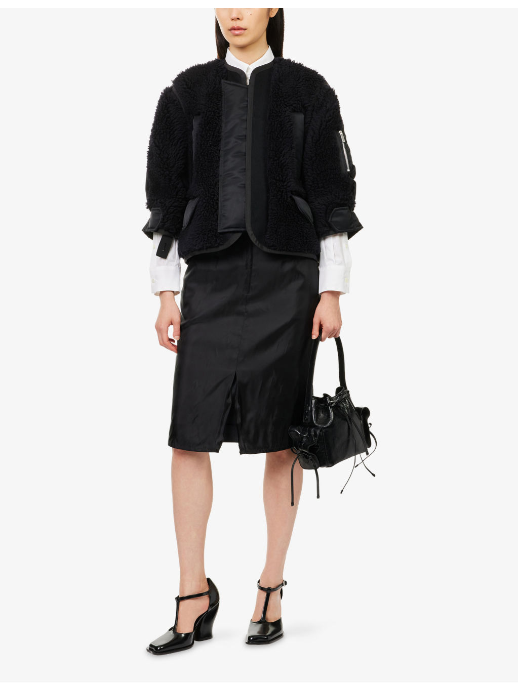 Contrast-Trims Faux-Shearling Blouson Jacket - 2