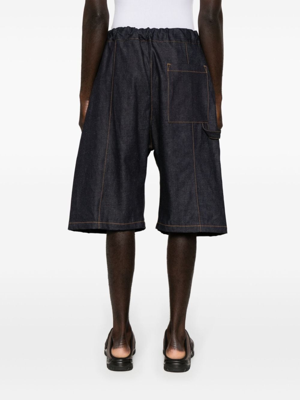 pleated wide-leg denim shorts - 4