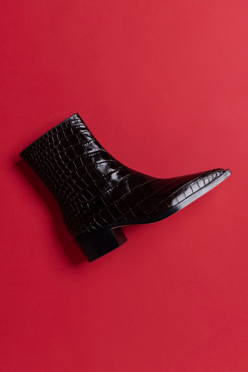 Larroudé Florencia Low Boot In Croco Brown Leather outlook
