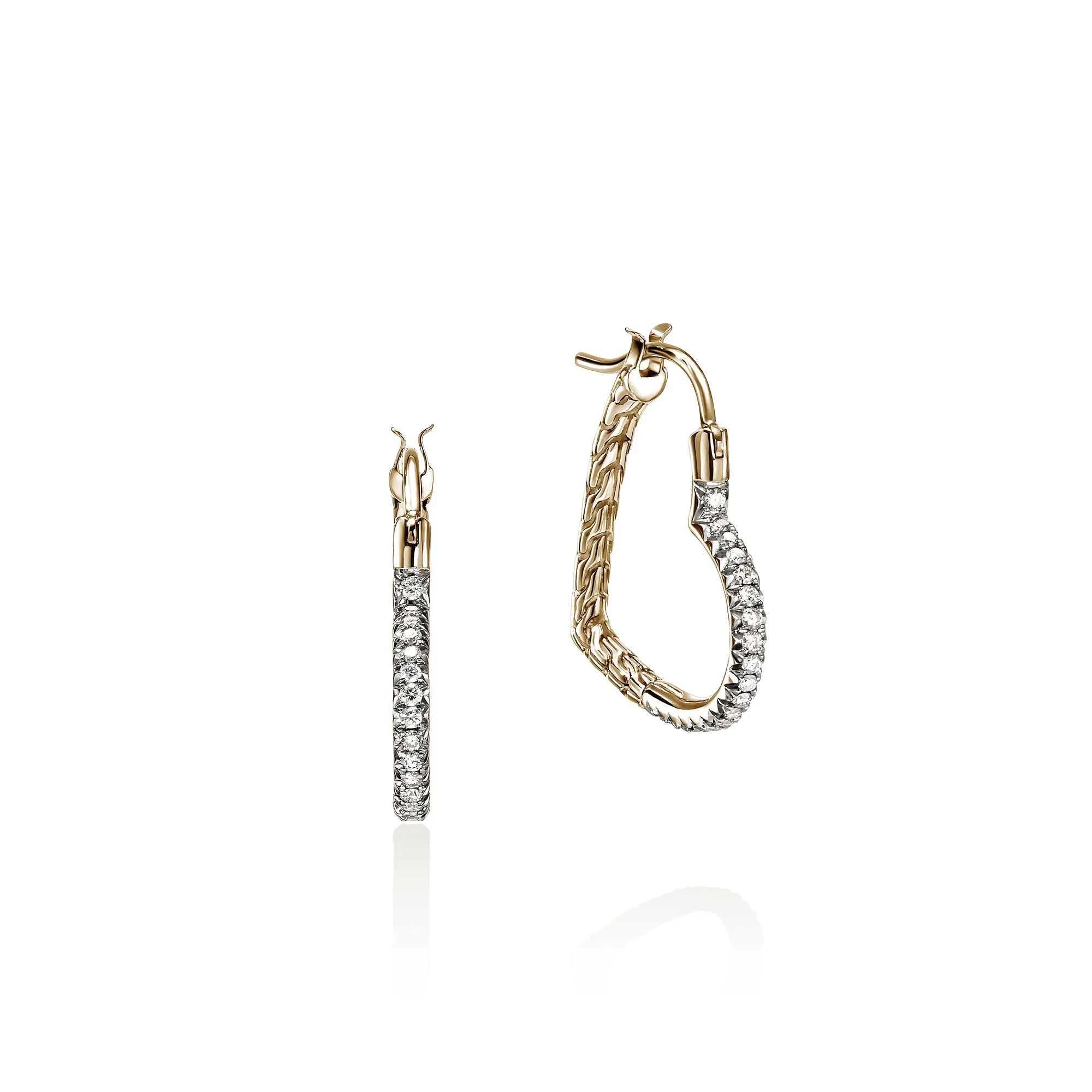 JH Essential Heart Hoop Earrings, Gold, Diamonds, 21MM - 1