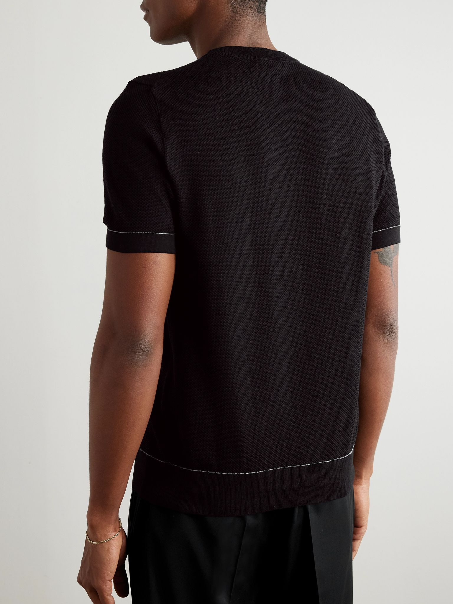 Sea Island Cotton-Piqué T-Shirt Black - 3