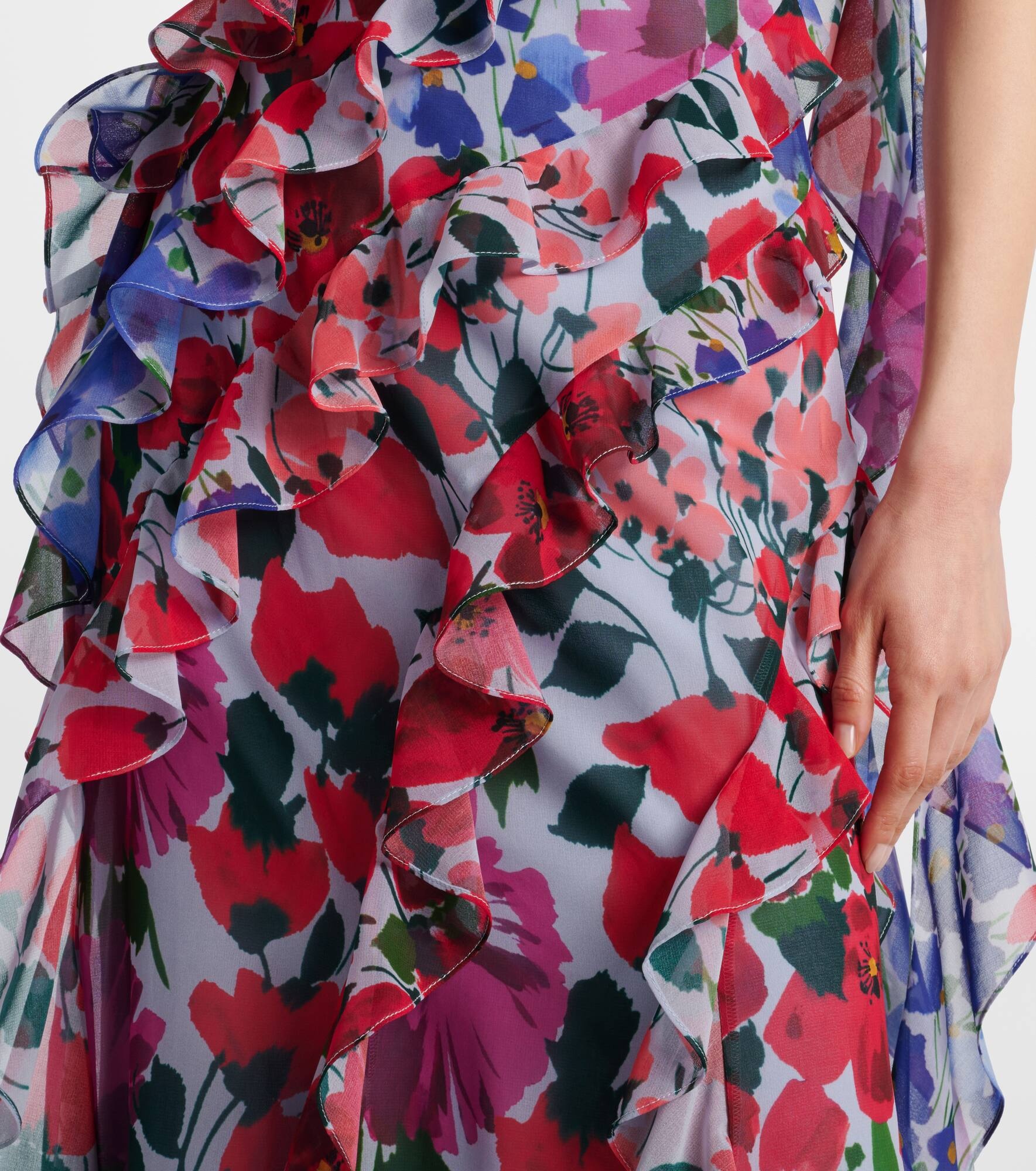 Floral ruffled chiffon gown - 6