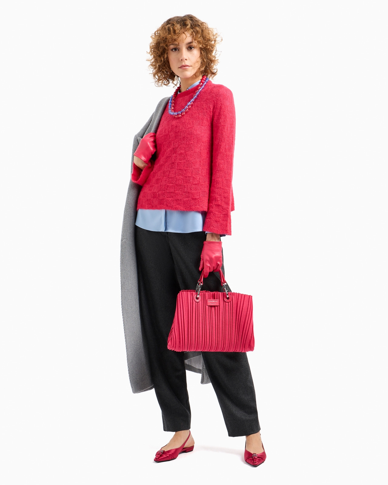 Double-breasted wool blend cover fabric coat - 4
