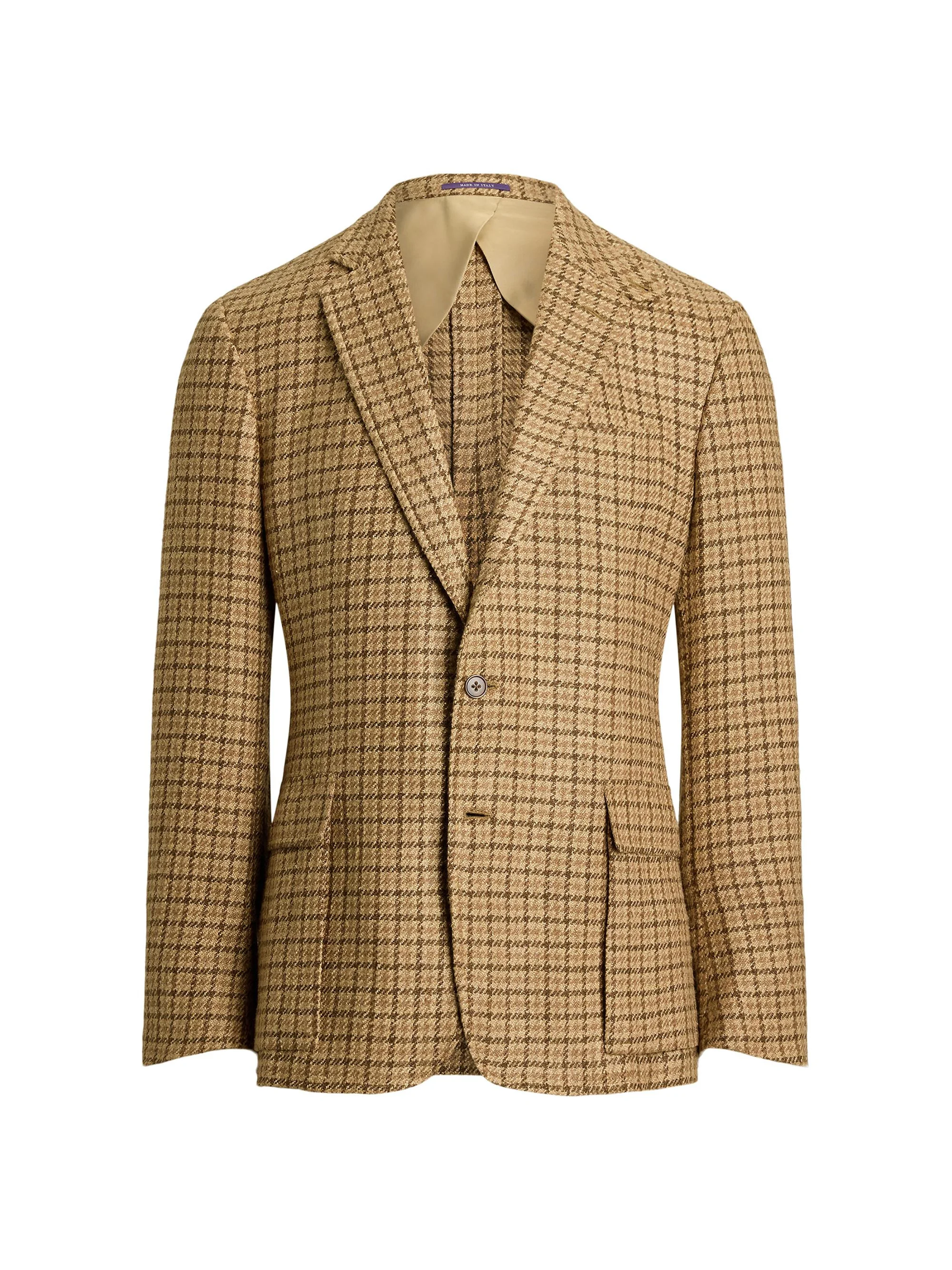 Men's Kent Houndstooth Silk-Blend Sport Coat - Camel Brown - 1
