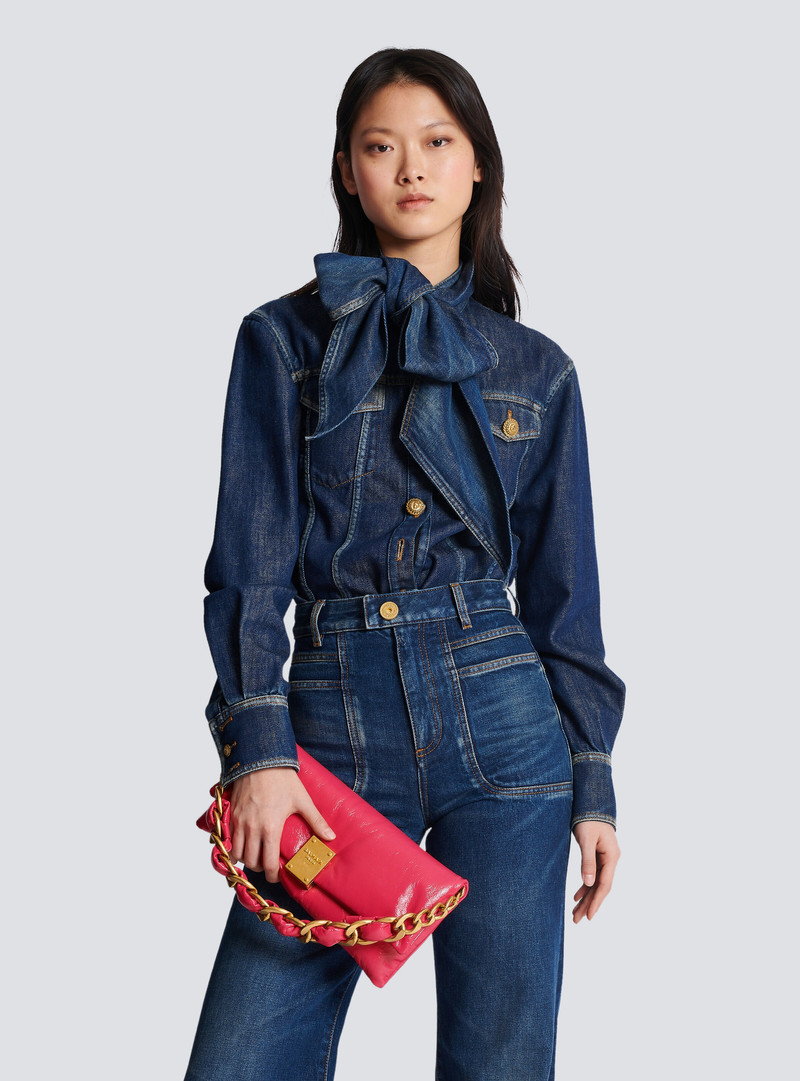 Balmain 1945 Soft patent leather clutch outlook
