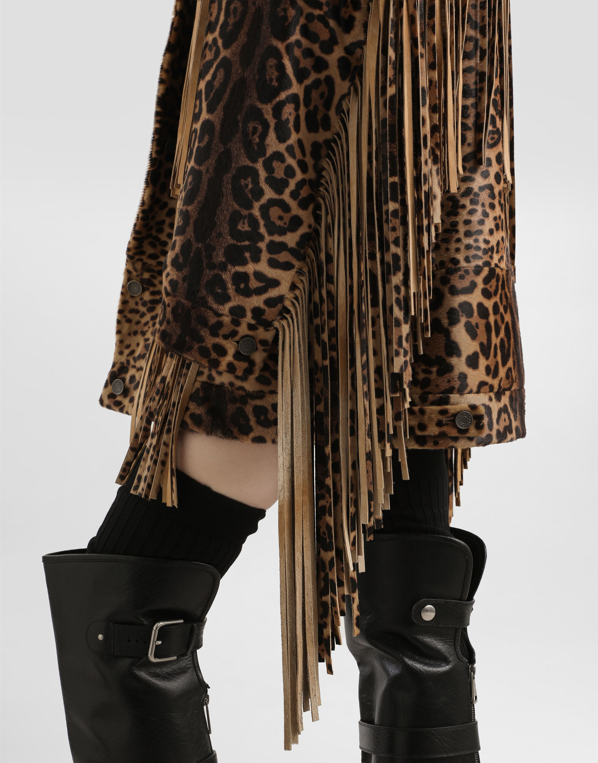 Leopard-print fringed jacket - 5