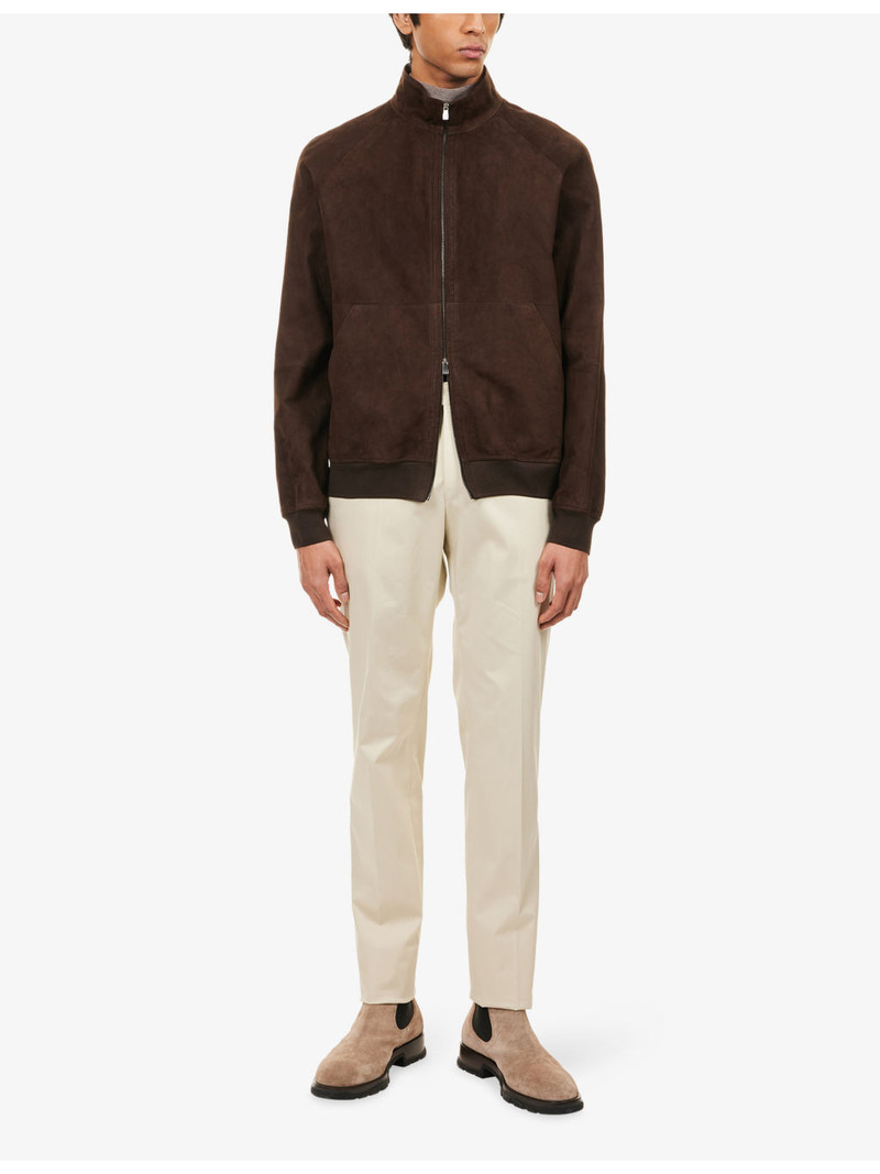 CORNELIANI Funnel-Neck Zip-Up Suede Jacket outlook