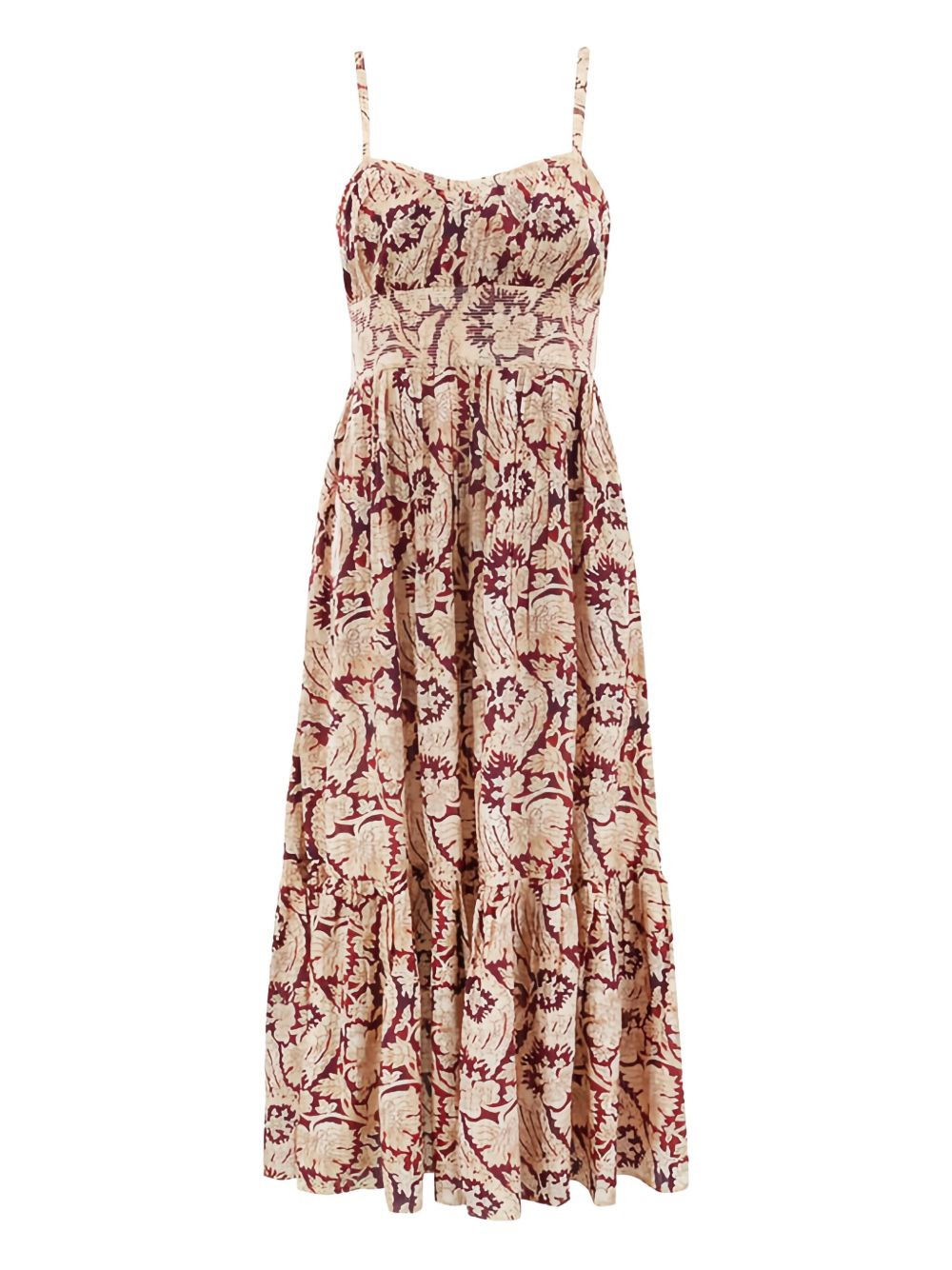 paisley print tiered midi dress - 1
