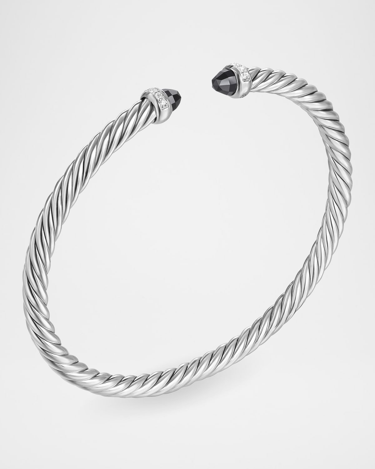 Modern Cable Flex Bracelet with Gemstones and Diamonds in Silver, 4mm - 2
