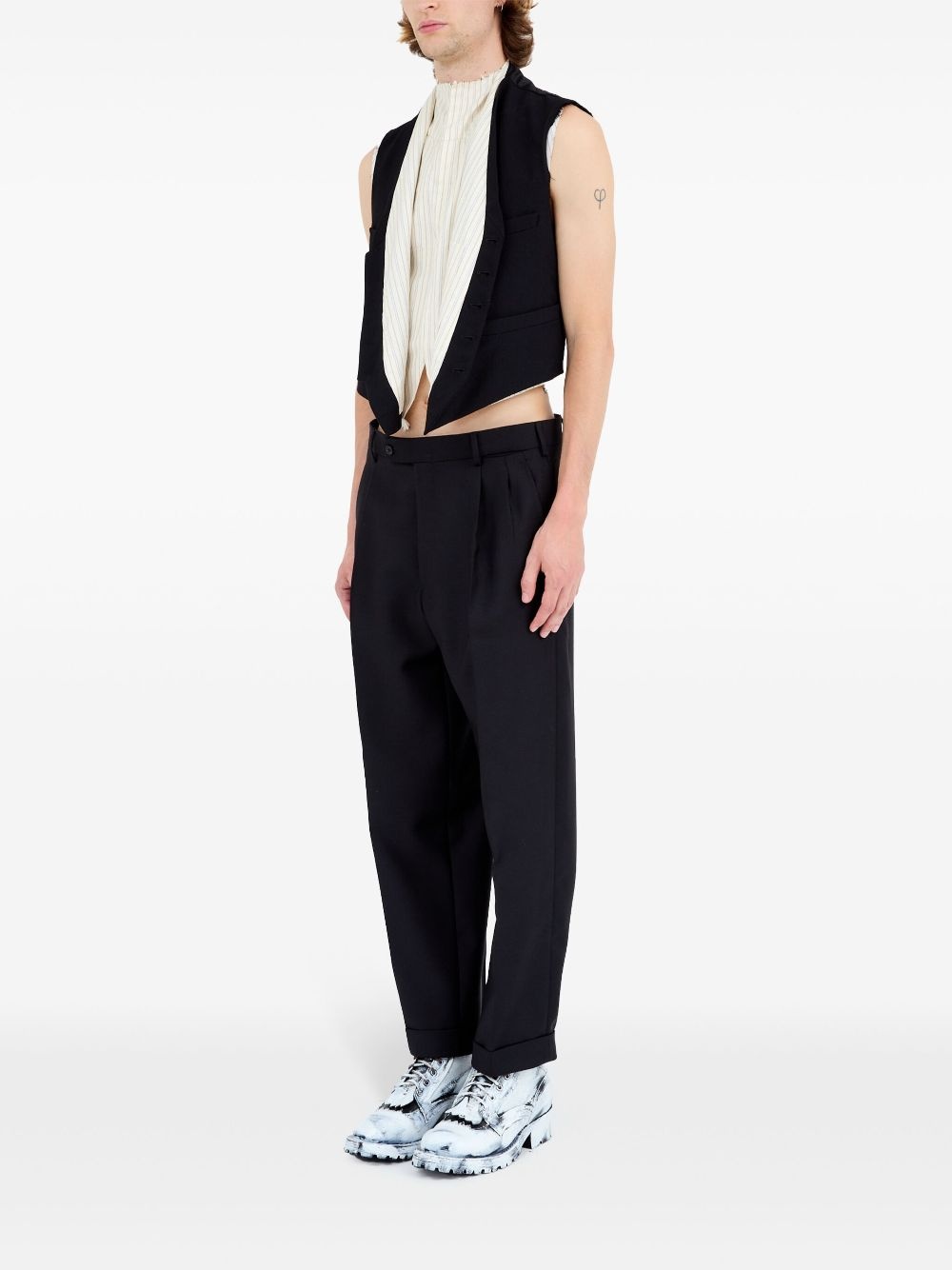 striped-panel waistcoat - 6