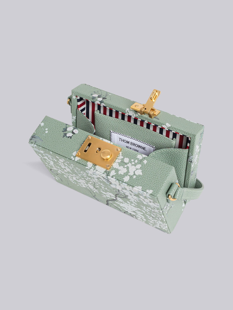 Toile Print Pebble Grain Leather Mini Trunk Clutch 5