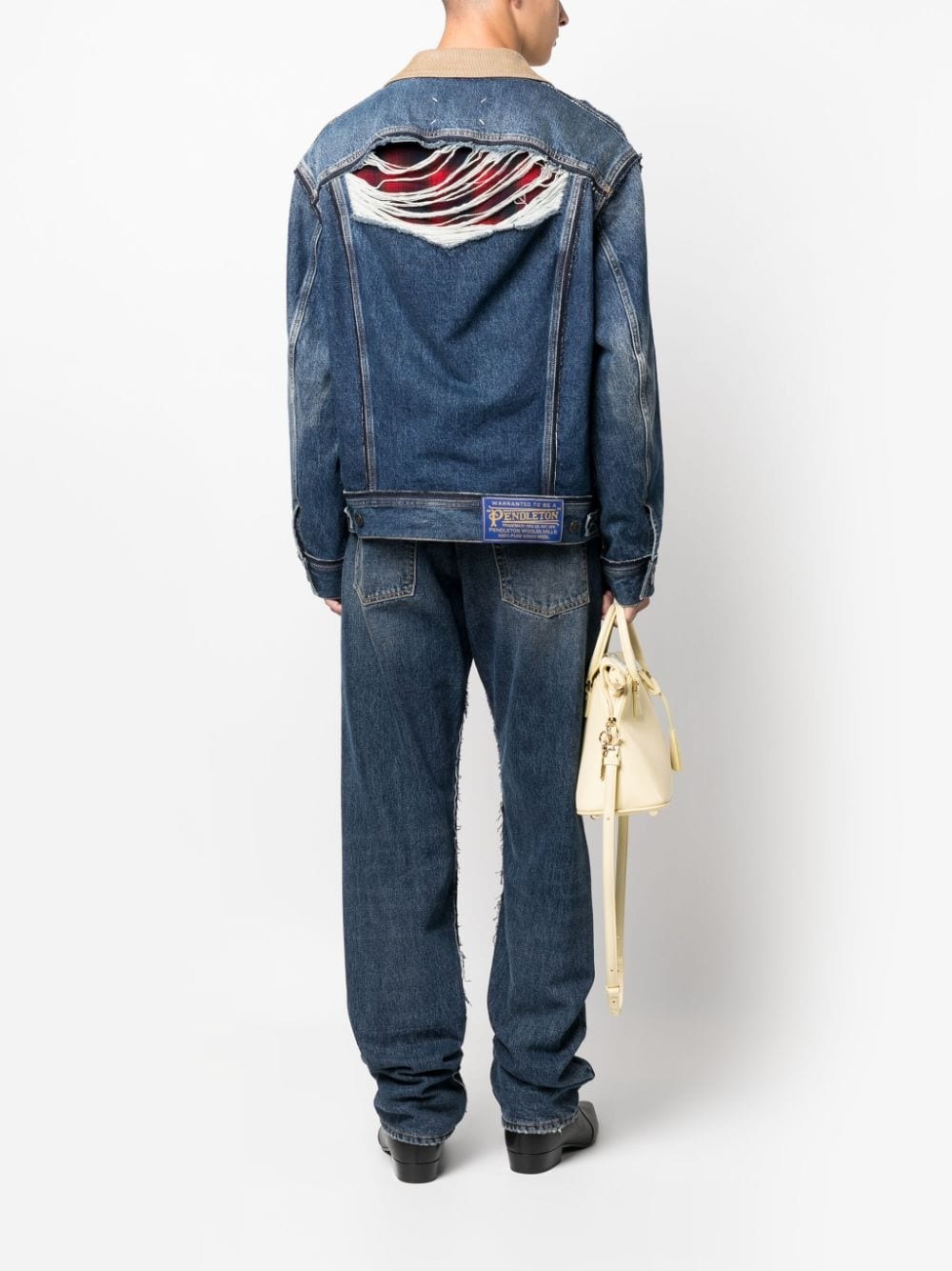 ripped-detailing denim jacket - 2