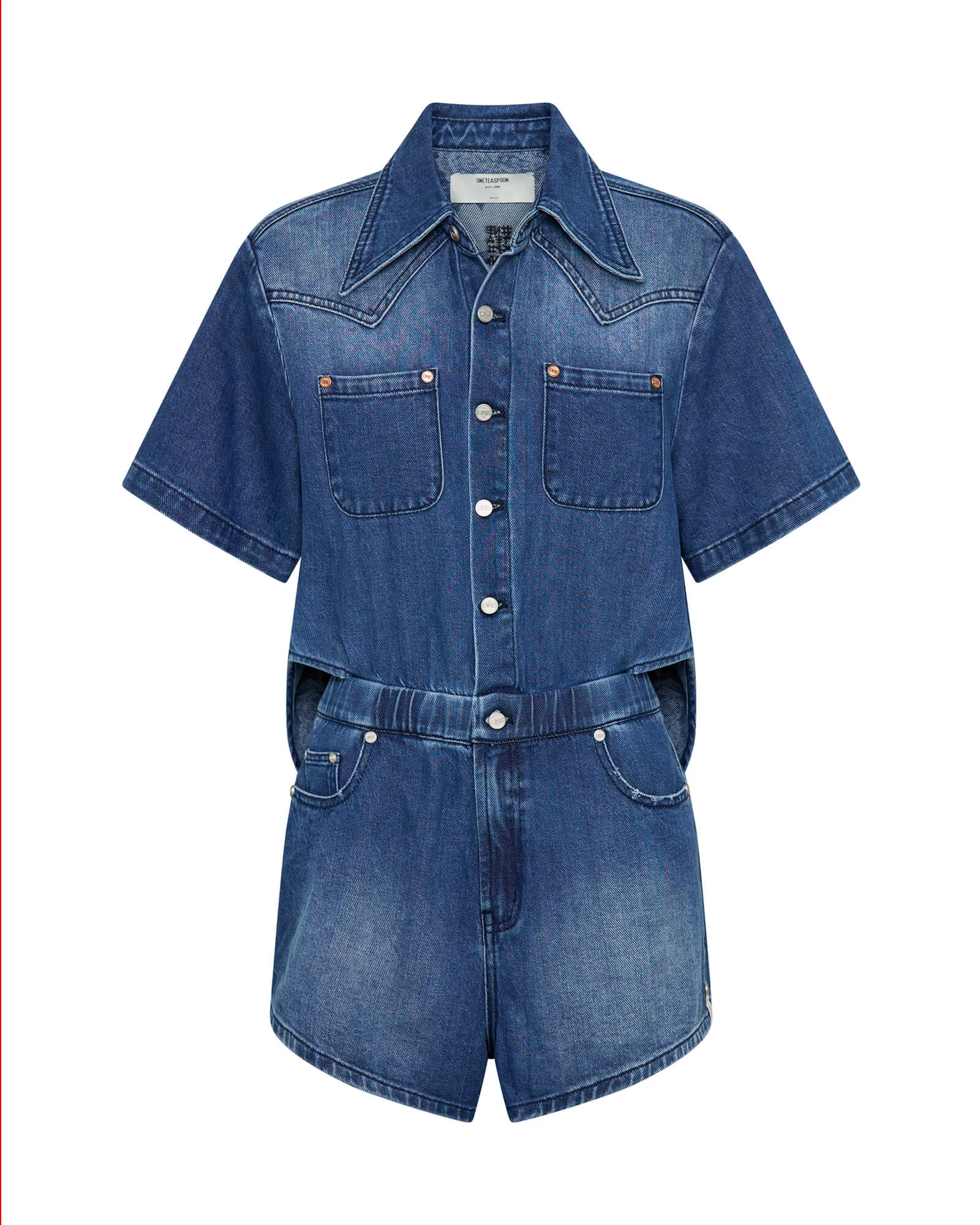 Taylor Denim Jumpsuit - Rosewood - 1
