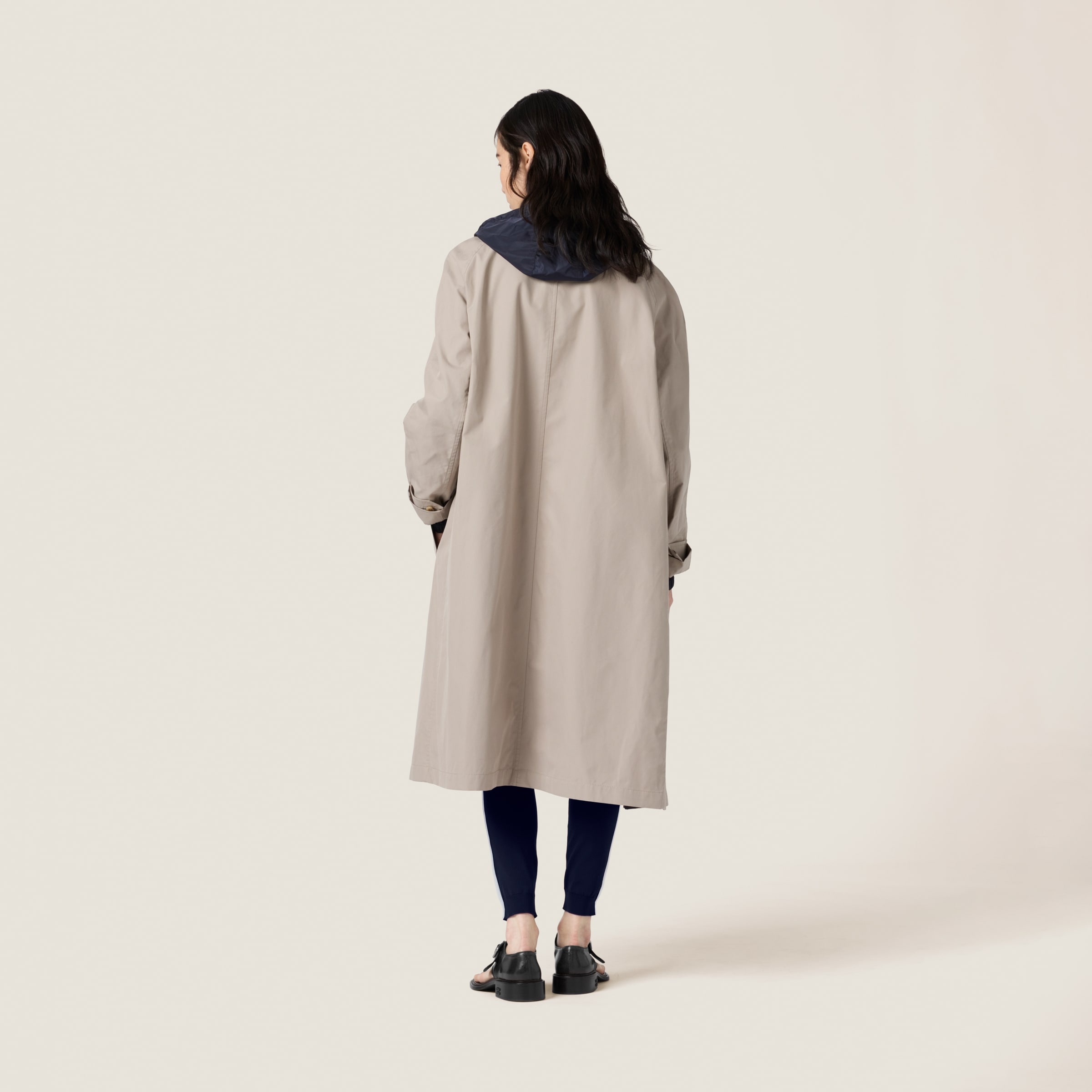 Reversible single-breasted Panama cotton and technical Pongé coat - 3