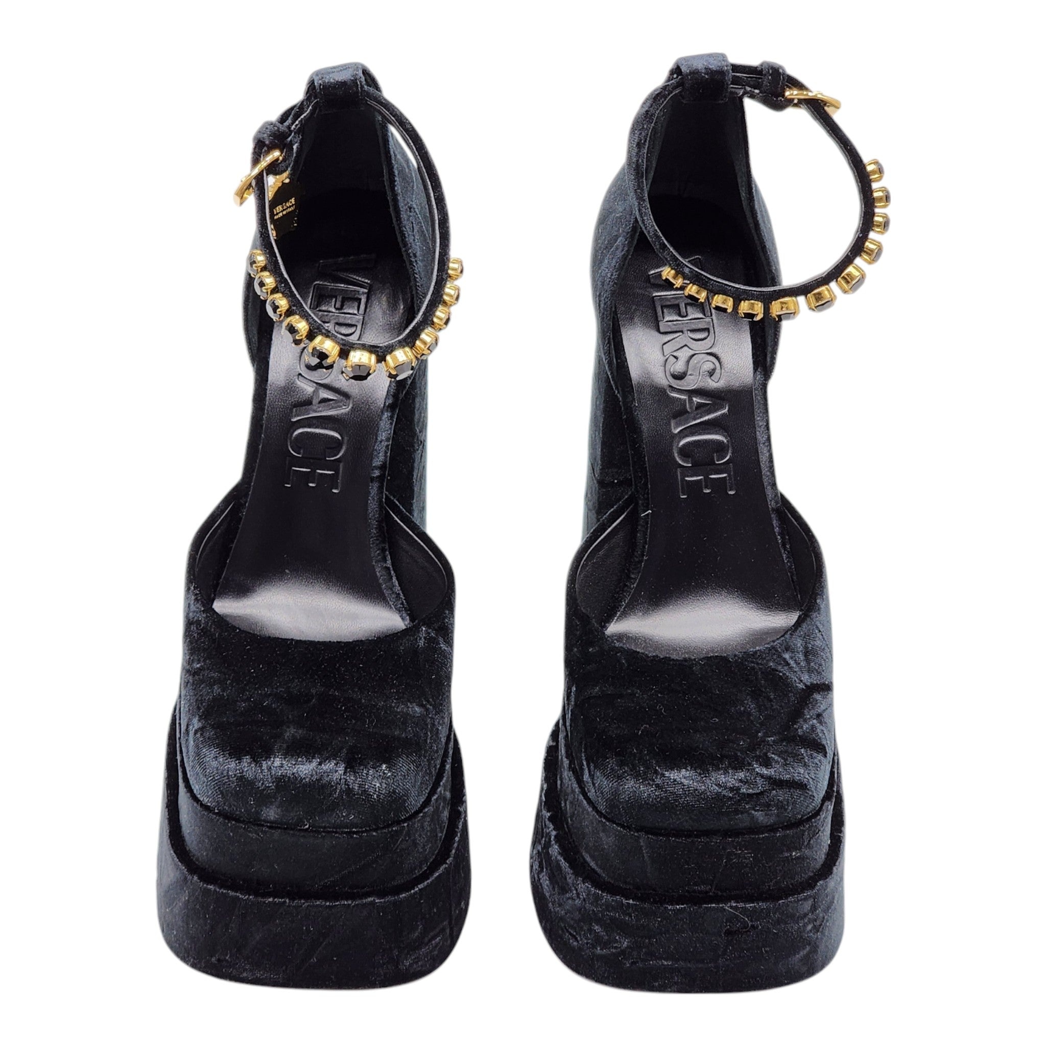 Versace Medusa Aevitas Double Platform Pumps - Velvet Insignia - Black 38 - 3