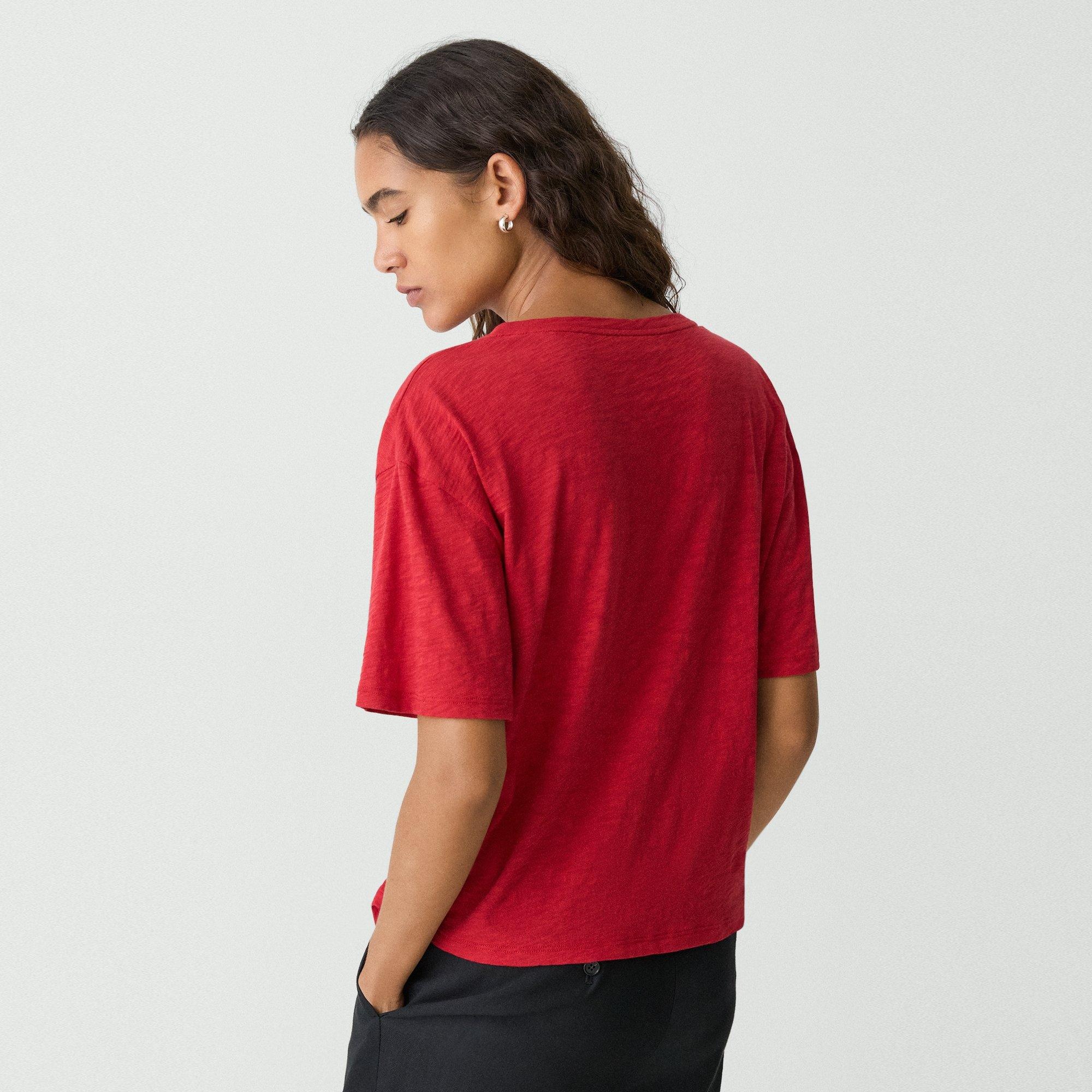 Relaxed V-Neck Tee in Cotton - 4