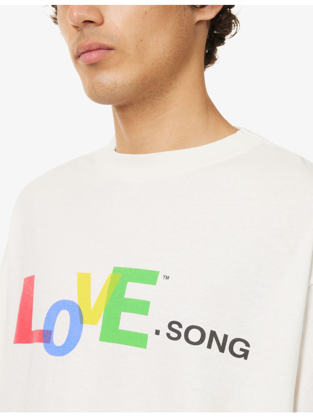 Text-Print Crewneck Cotton T-Shirt - 5