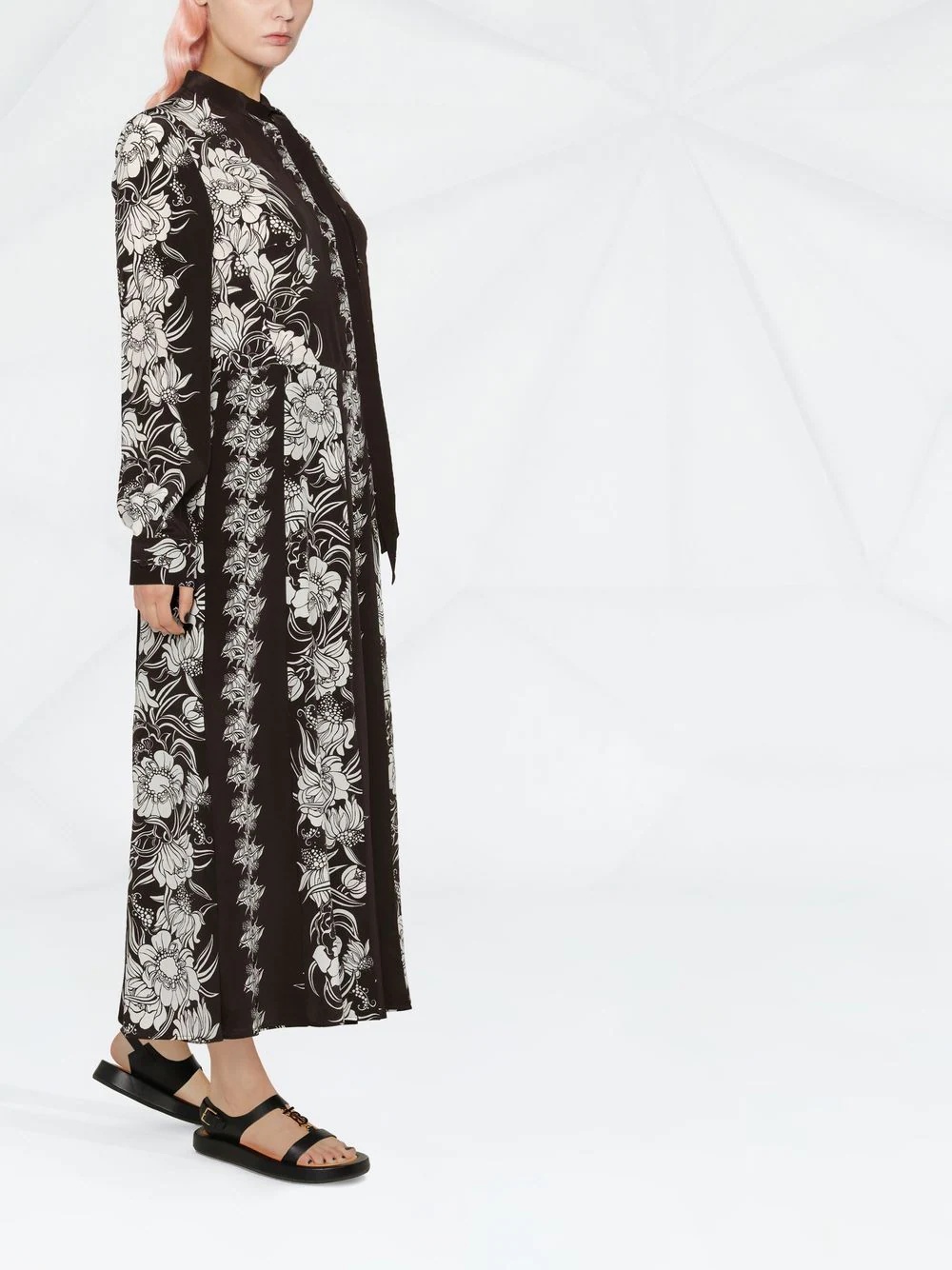 floral-print silk maxi dress - 3
