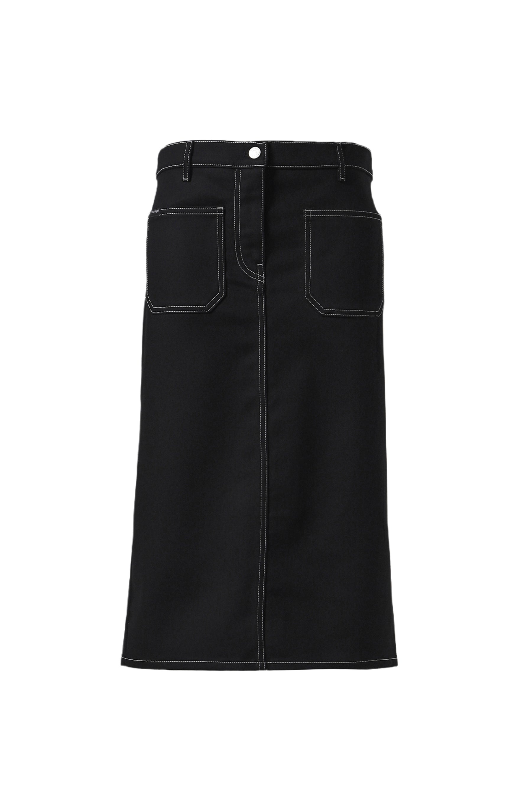 2-POCKET DENIM SKIRT / BLK/WHT - 1