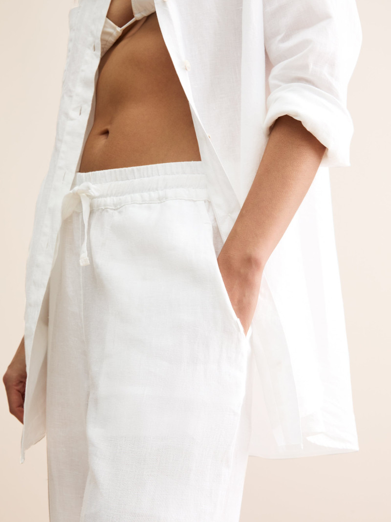 Women's Wide Leg Pants Sicily Linen White 8