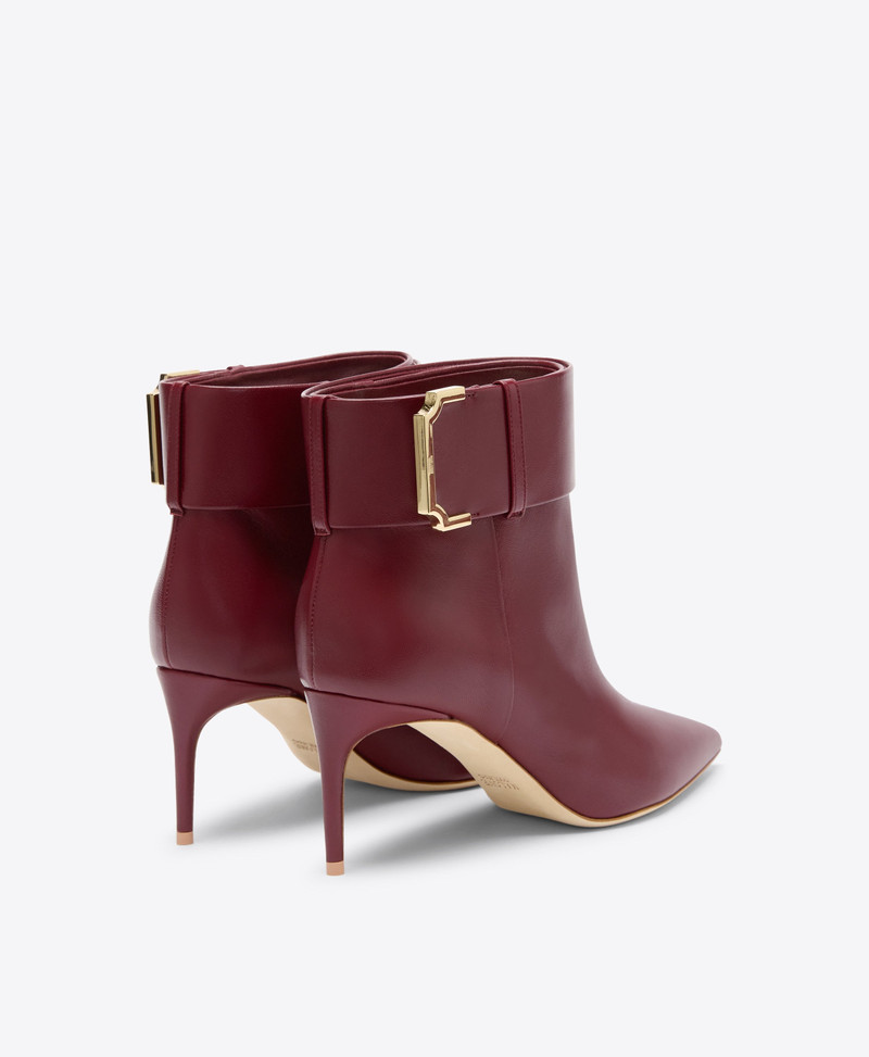 Rossella 70 Red Leather Ankle Boots 3