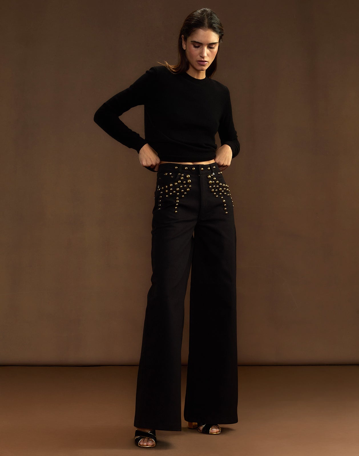 Serena Studded Wide Leg Jeans - 2