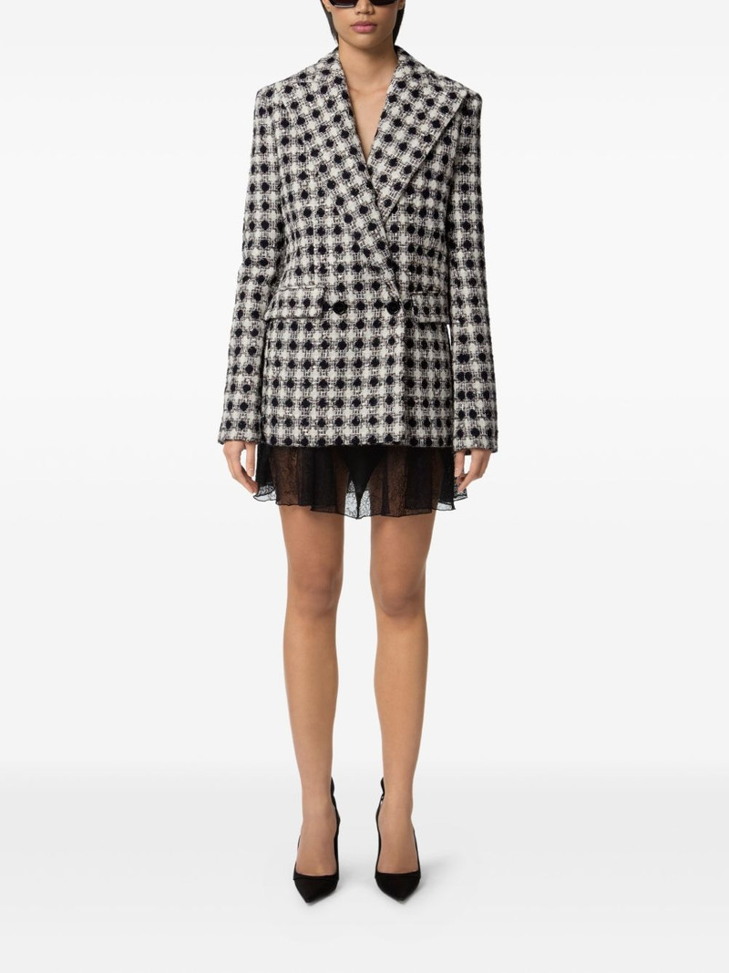NINA RICCI tweed check double-breasted jacket outlook