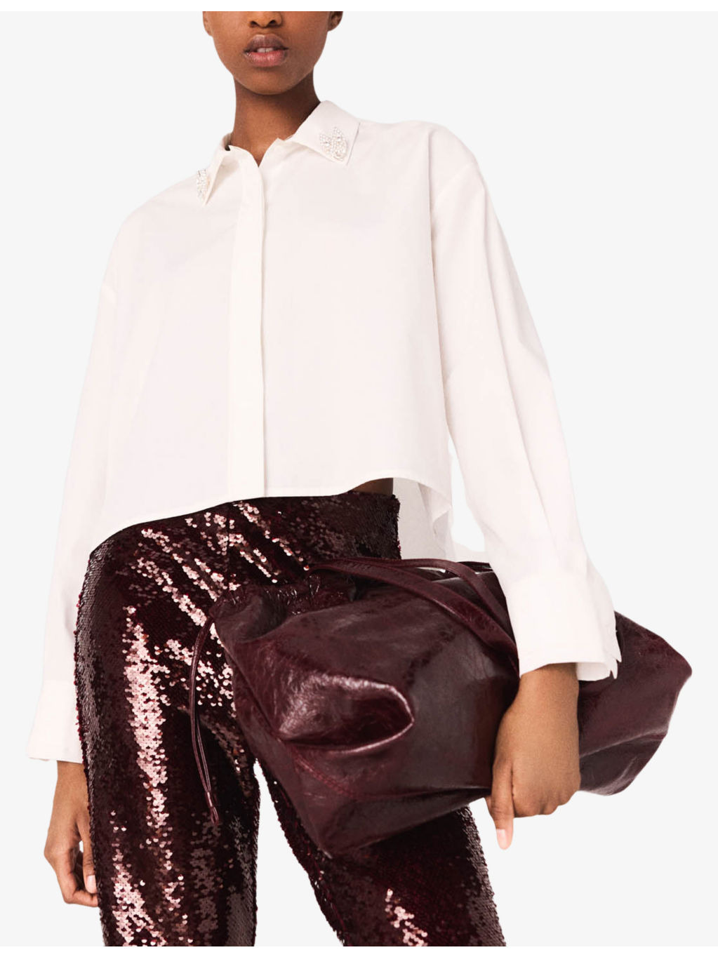 Cropped Jewel-Embellished Cotton Shirt - 3