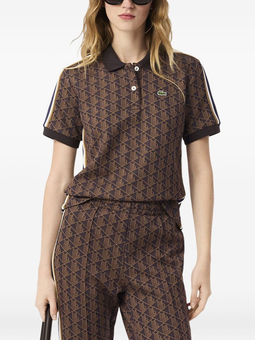 geometric-pattern polo top - 2