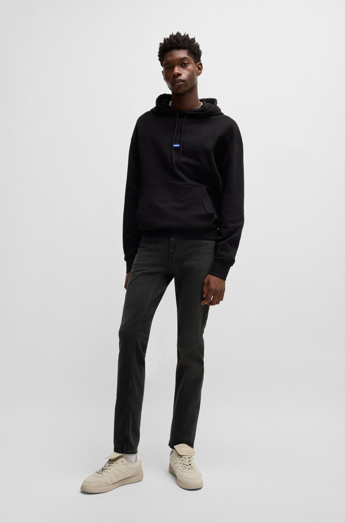 SLIM-FIT JEANS IN BLACK STRETCH DENIM - 3