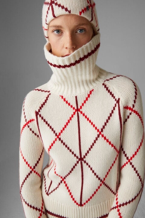 Solange Cashmere pullover in Off-white/Red - 4