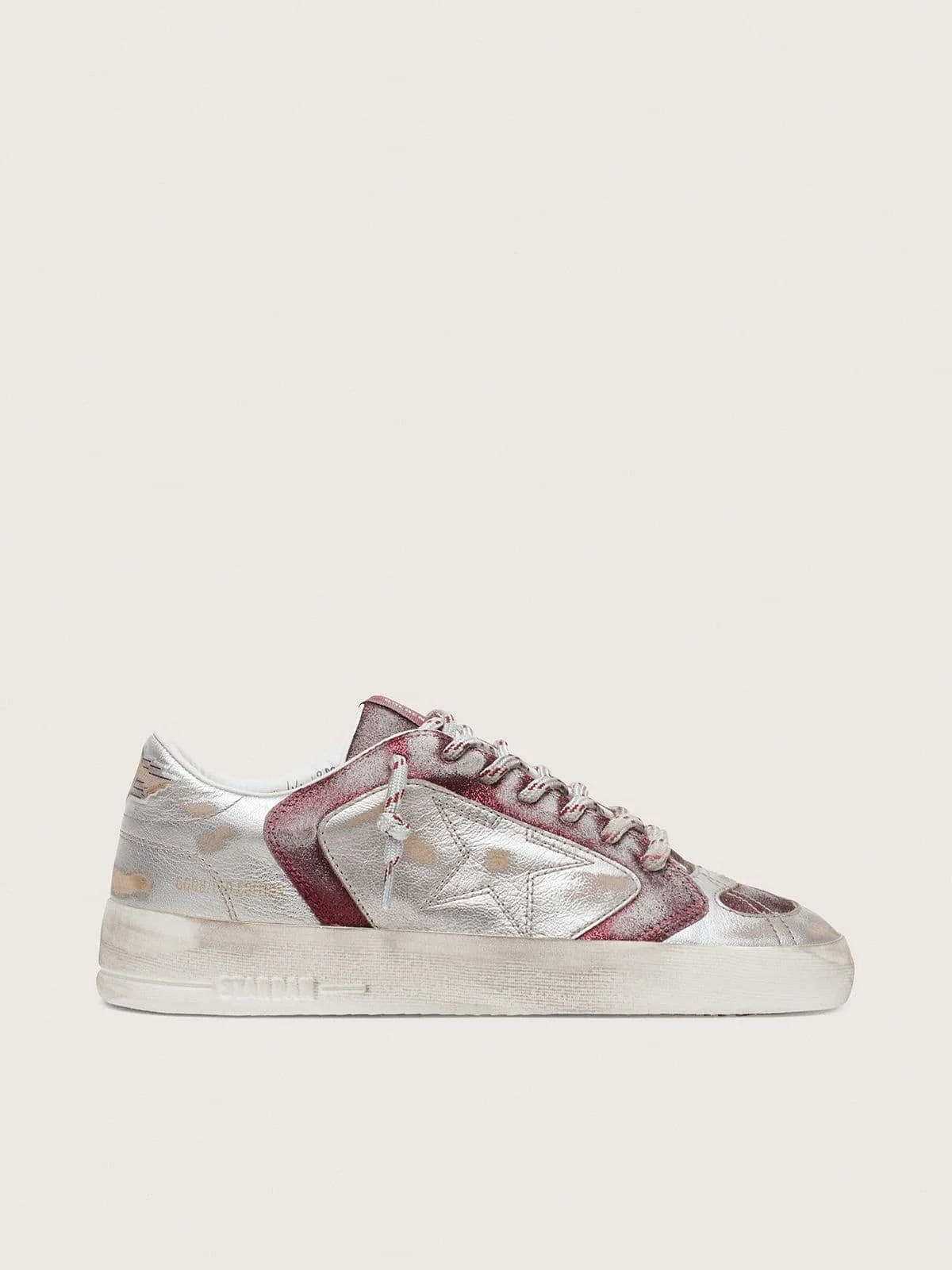 Men’s Stardan LAB in burgundy and silver leather and glitter - 1