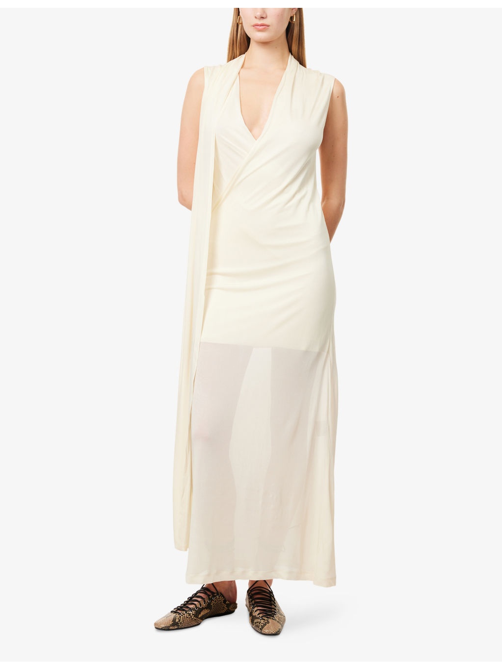 Scarf Wrap-Front Knitted Maxi Dress - 3