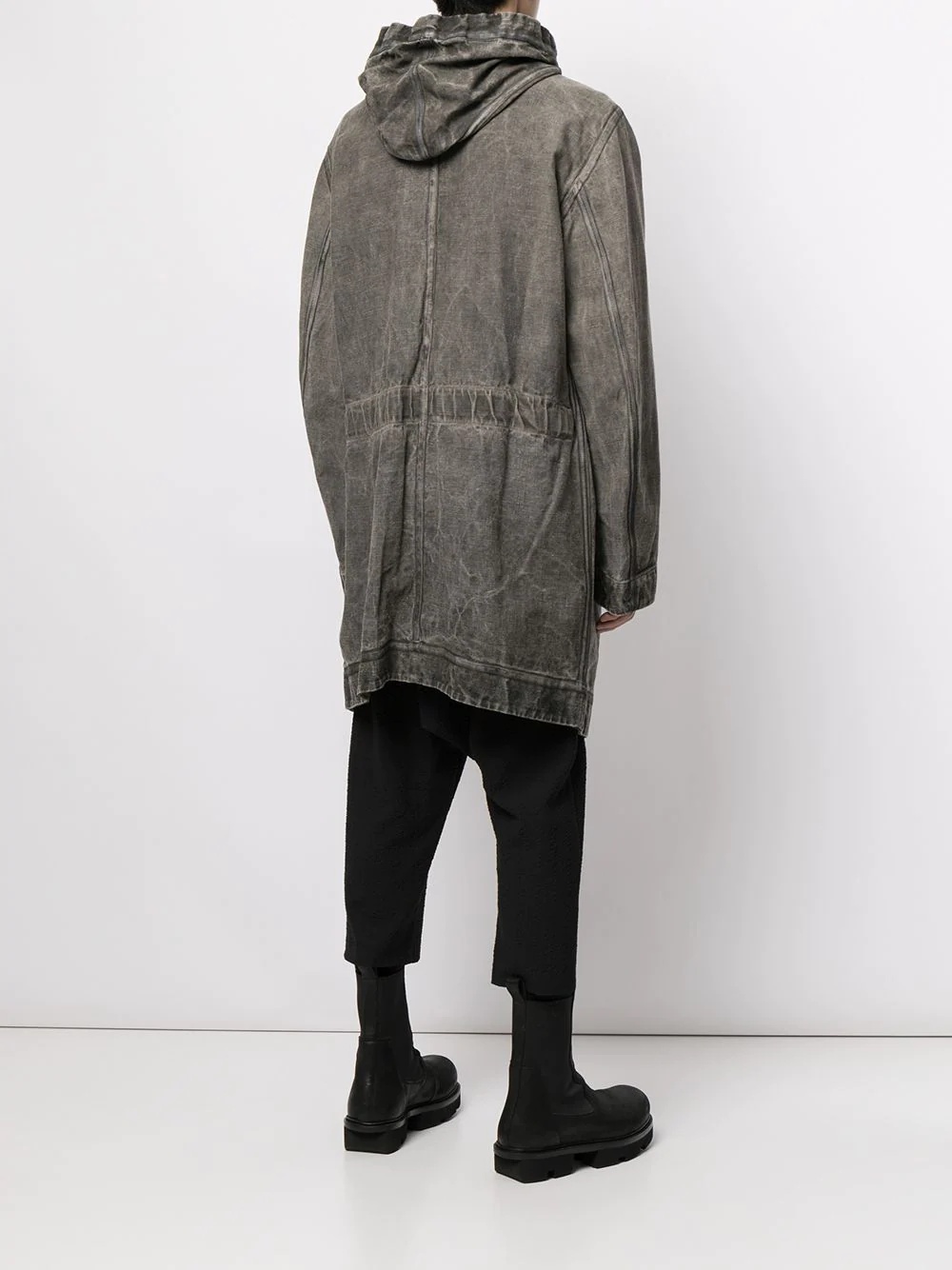 acid-wash hooded parka - 4